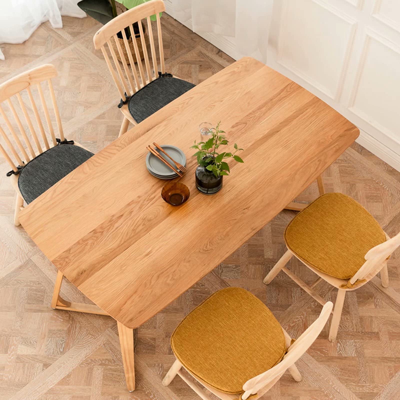 Premium Non-Slip Dining Chair Cushions Set of 4 - Washable Thick Seat Pads with Ties for Kitchen & Farmhouse Style Chairs | Perfect for Dining Rooms, Breakfast Nooks & Home Decor | Green Cotton Fabric