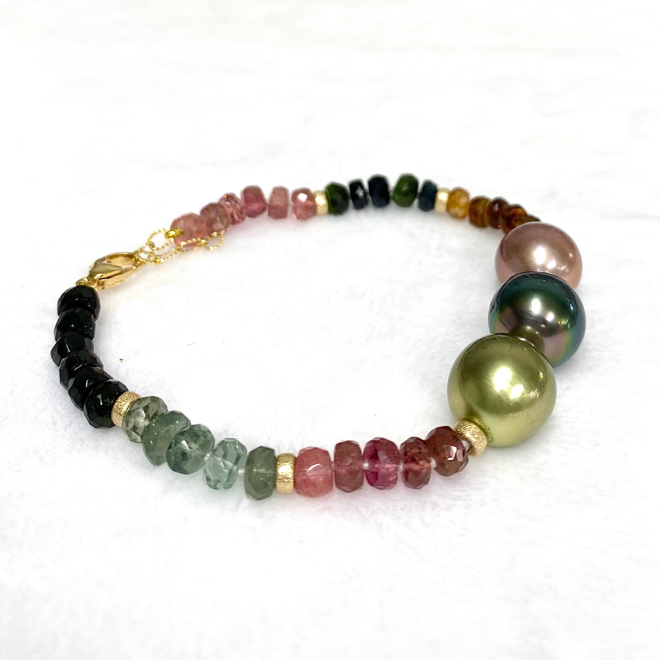 MAYRA B516 Triple Momi & Tourmaline Beaded Bracelet - Elegant Handmade Jewelry for Women, Perfect for Gifts, Parties & Everyday Wear