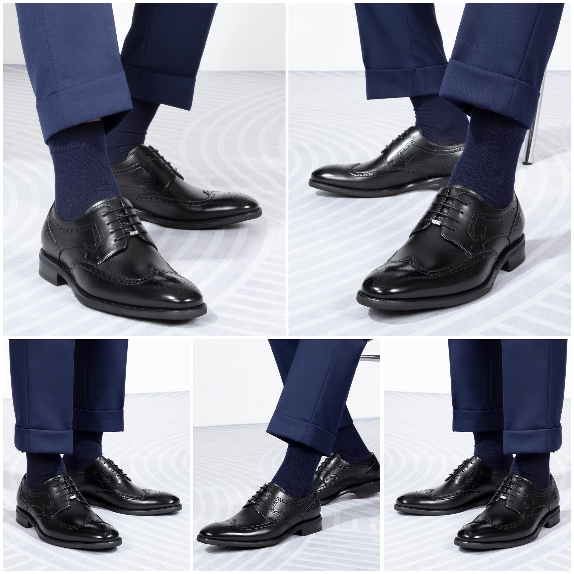 Genuine Leather Men's Dress Shoes - Modern Formal Business Derby Shoes for Office, Wedding & Special Occasions