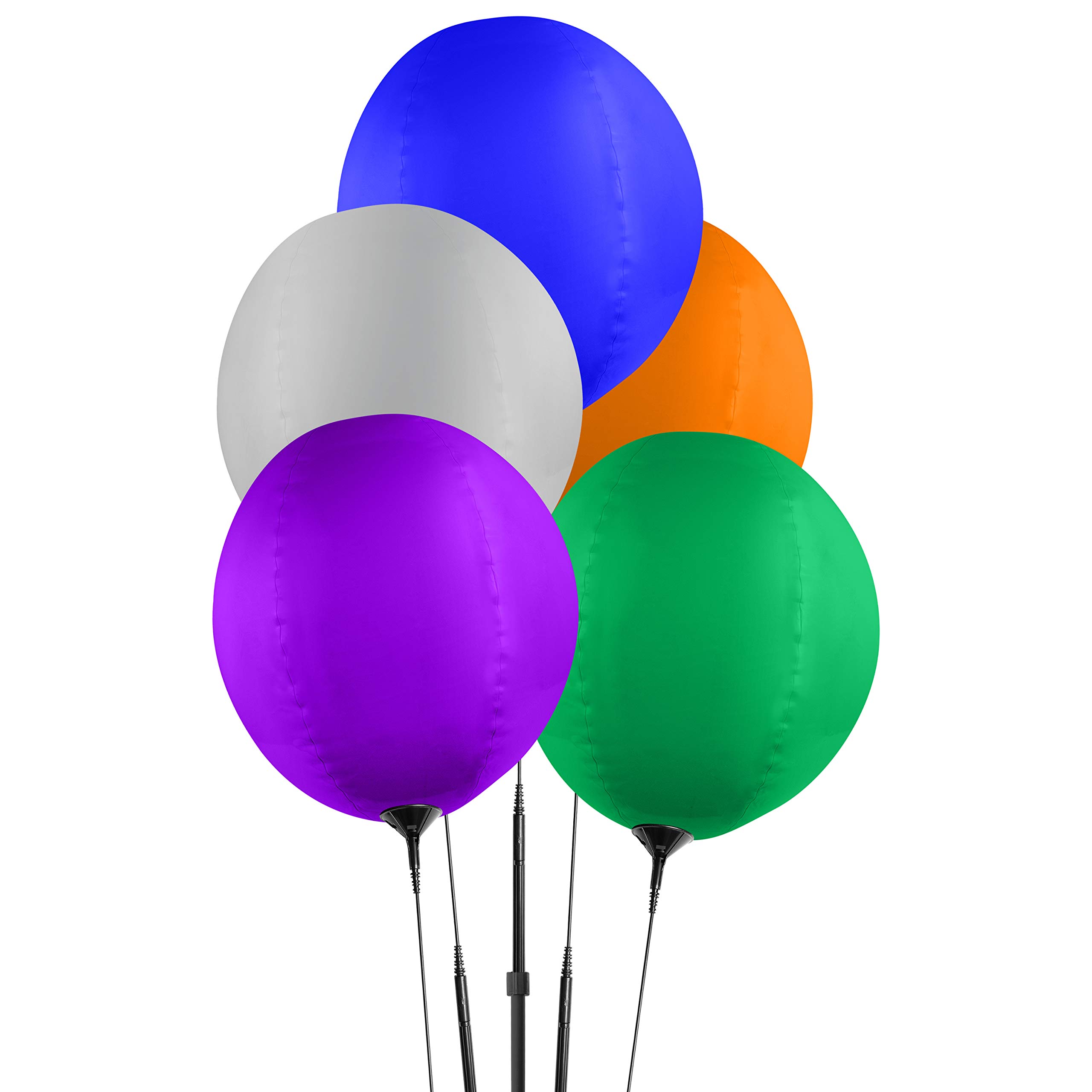 Reusable Balloon Cluster Kit with Ground Spike - Multi-Color No Helium Weatherproof Balloons for Outdoor/Indoor Parties - Includes 5 Durable Balloons & Pole Kit - Perfect for Birthdays, Weddings, Baby Showers & Events