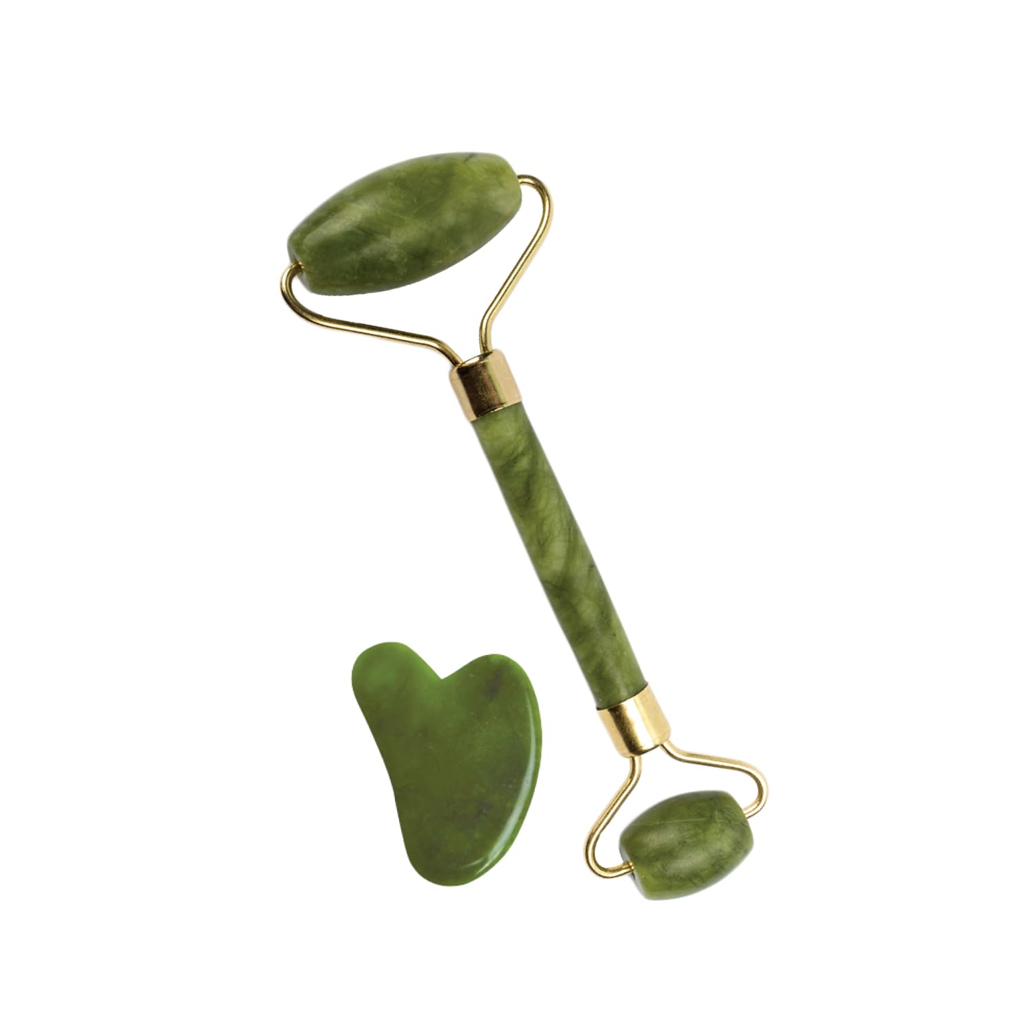 GHC Jade Roller & Gua Sha Massager Set - Natural Jade Stone Facial Tool for Puffiness, Wrinkles & Skin Elasticity - Improve Microcirculation & Lymphatic Drainage - Perfect for Morning Routine & Self-Care Spa Treatment
