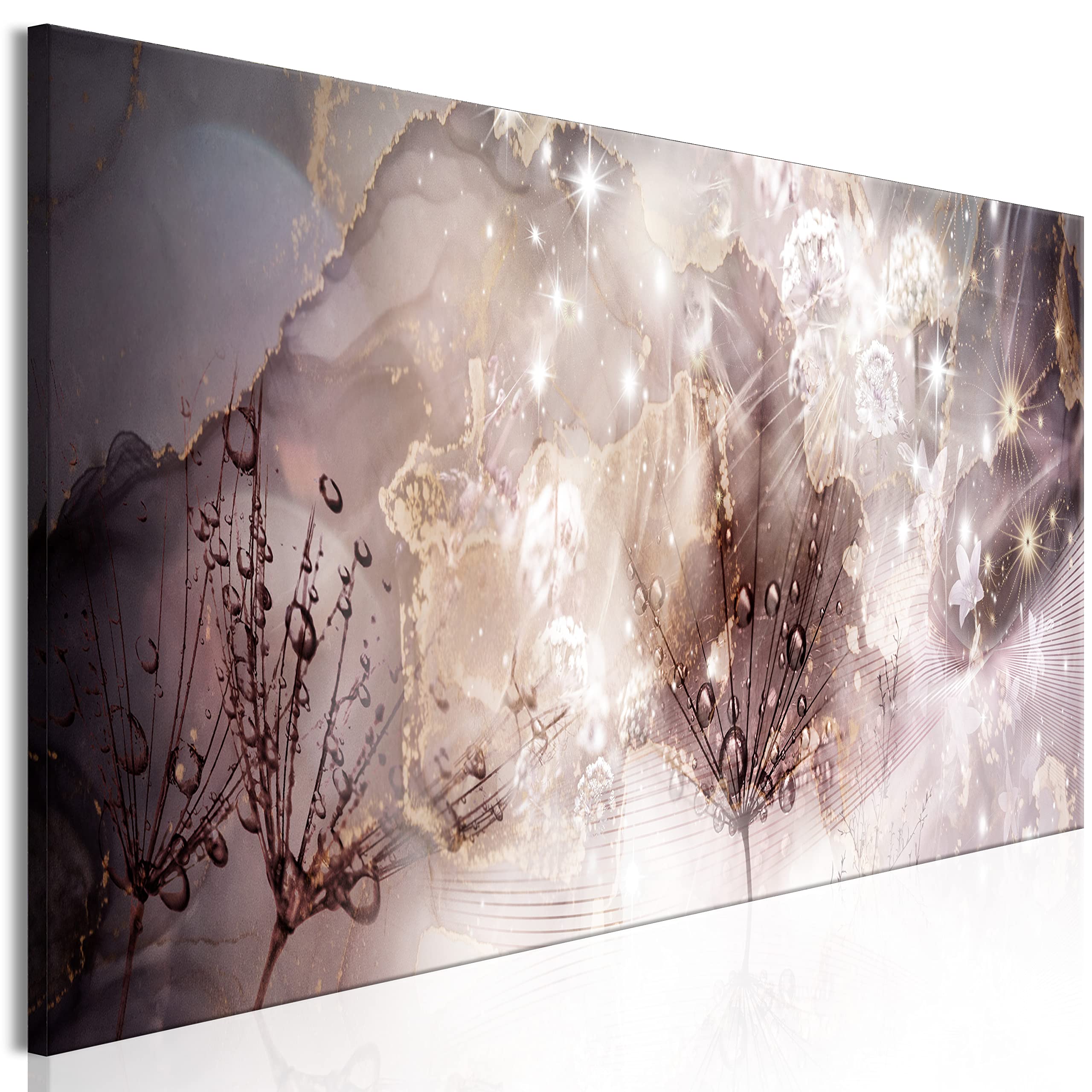 Artgeist Textured Canvas Wall Art - Dandelion Floral Abstract Painting 53x18 Inches, Framed Modern Nature Print for Living Room, Bedroom & Office Decor