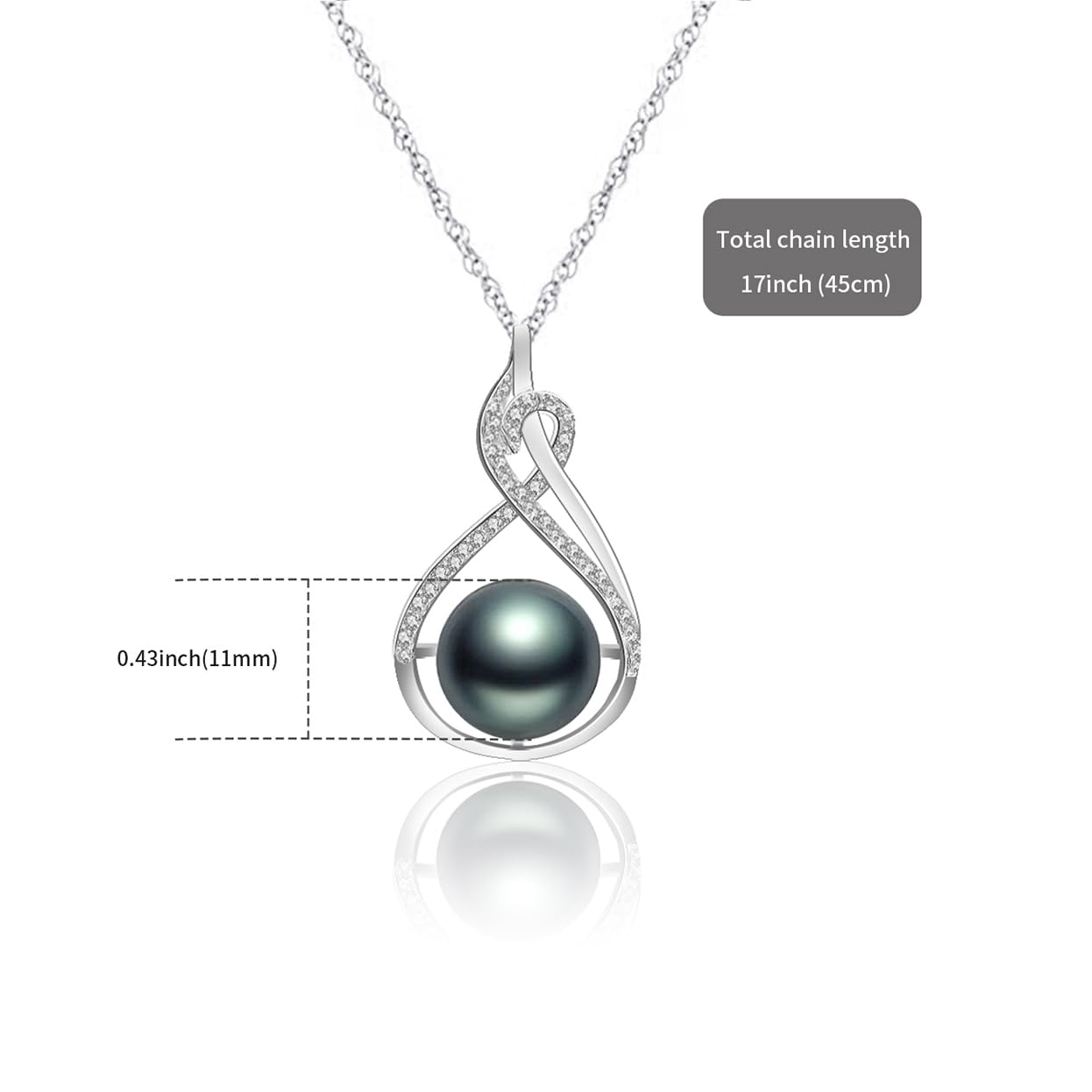 Tahitian Black Pearl Necklace for Women - 18K Gold Plated Sterling Silver Pearl Pendant - Elegant Gift for Wife, Mom, Girlfriend - Perfect for Wedding, Birthday, Anniversary, Mother's Day, Valentine's Day & Christmas - Luxury Jewelry for Special Occasions & Evening Events
