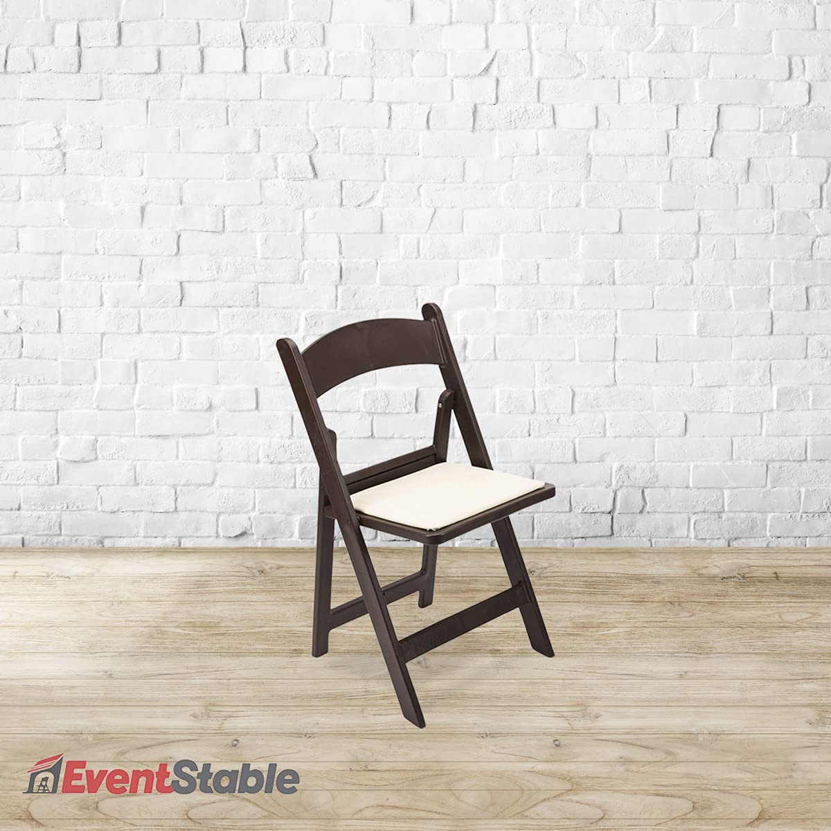 EventStable Titan PRO Resin Folding Chairs 4-Pack - Heavy Duty Dark Brown Vinyl Padded Seats for Indoor & Outdoor Use - Lightweight Portable Chairs for Weddings, Parties, Events, Camping, and Backyard Gatherings