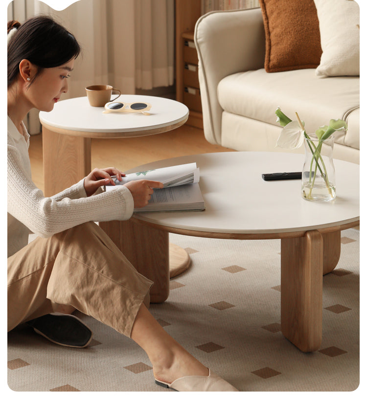 Solid Wood Coffee Table - Oak, Ash, Poplar with Slate Top | Rustic Modern Living Room Furniture for Home Decor & Entertainment Areas