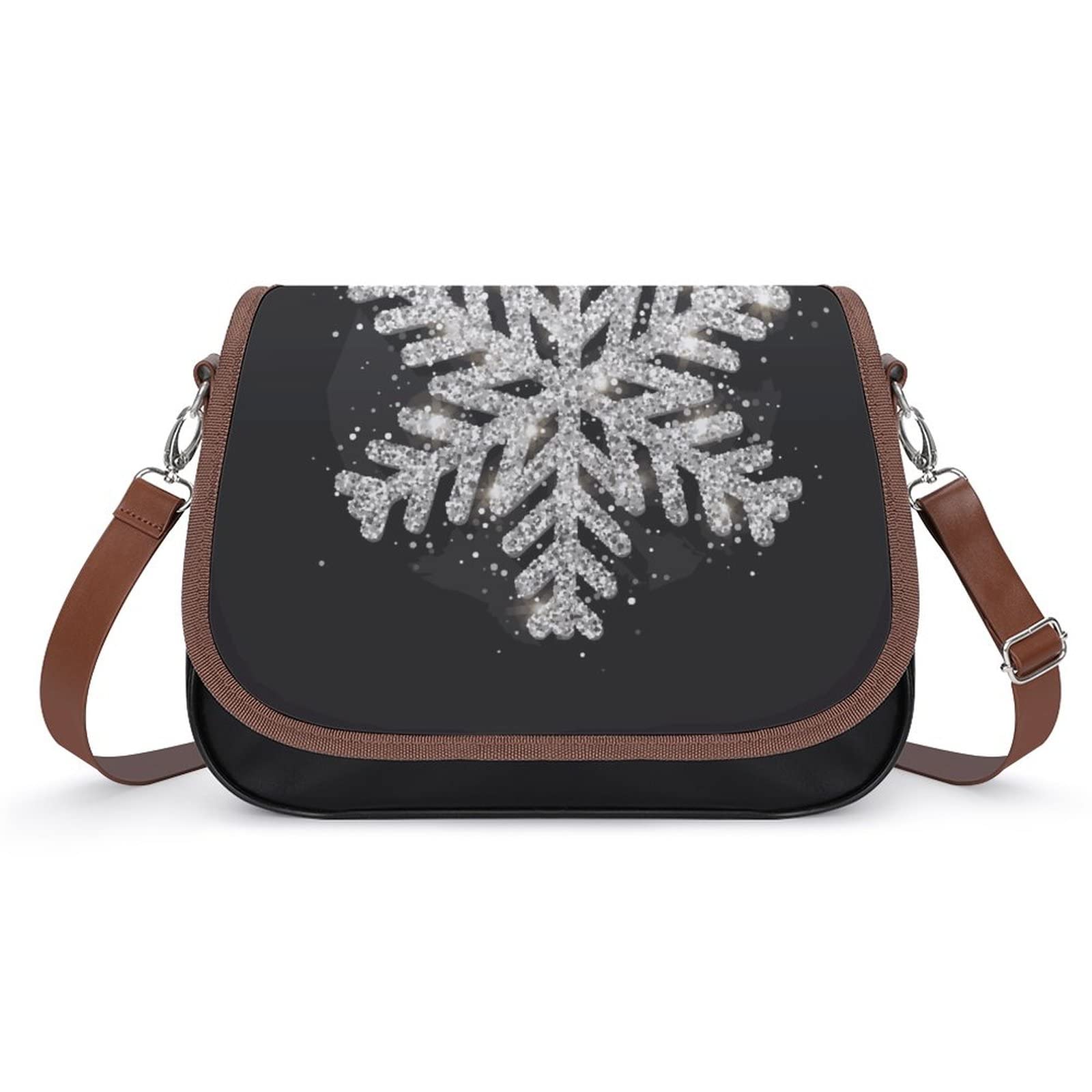 Women's Medium Crossbody Bag - Stylish Printed Shoulder Messenger Purse with Snowflake Design | Perfect for Everyday Use, Travel & Shopping