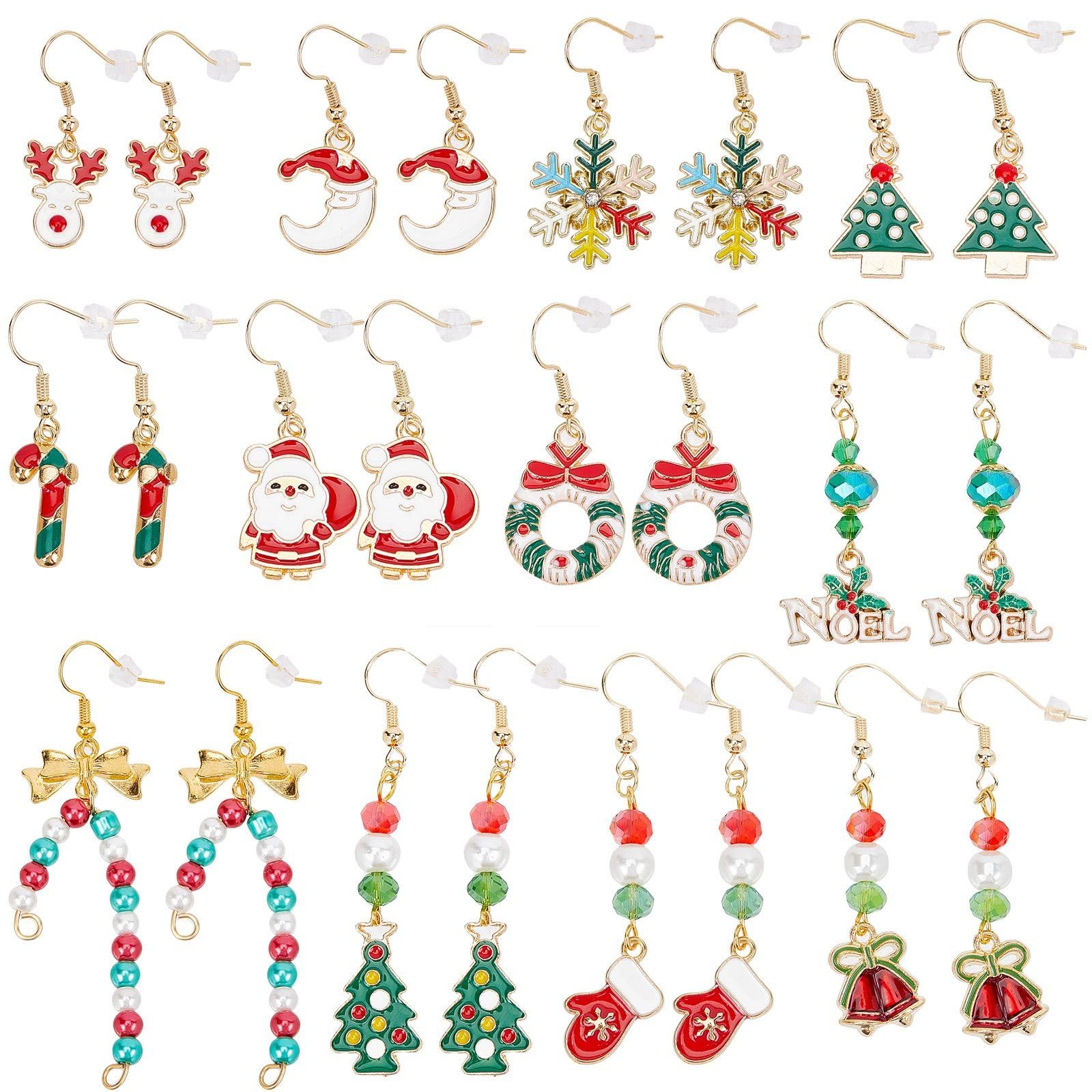 12 Pairs Christmas Earrings Bulk Pack - 12 Styles Holiday Dangle Earrings for Women, Xmas Party Jewelry Gifts 2023 | Perfect for Christmas Parties, Office Exchanges & New Year Celebrations