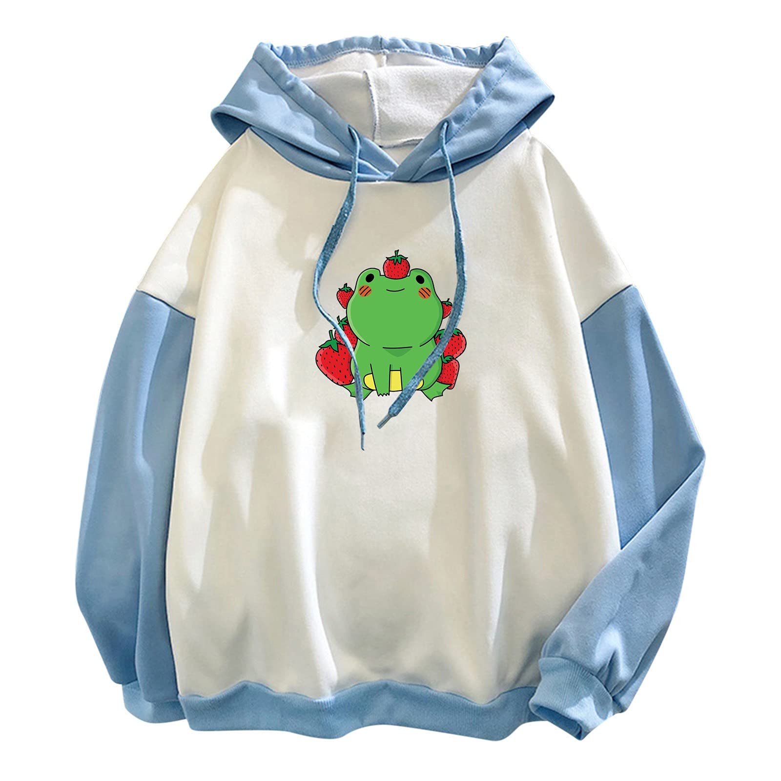 Women's Casual Hoodies - Cute Frog Graphic Lightweight Pullover Sweatshirt | Soft & Comfortable Hooded Tops for Everyday Wear, Street Style & Loungewear