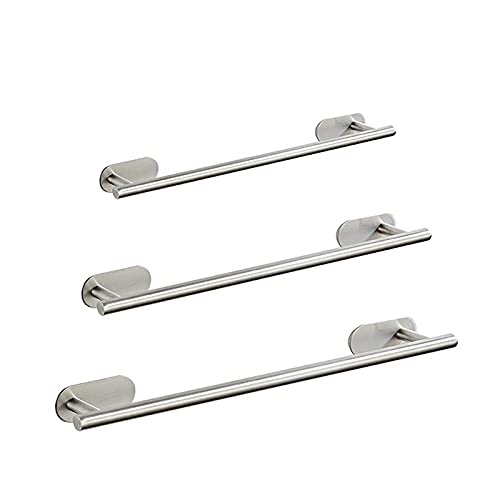 Stainless Steel Towel Rail - 60cm Wall Mounted Bathroom Towel Rack & Shower Shelf Organizer - Self Adhesive Space Saving Storage for Bathrooms, Kitchens, and Laundry Rooms