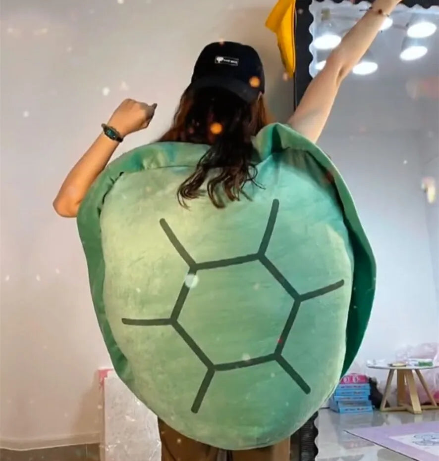 100CM Funny Big Turtle Shell Plush Toy - Wearable Adult Sleeping Bag, Soft Stuffed Pillow Cushion - Creative Gift for Friends & Kids - Perfect for Cosplay, Sleepovers, and Themed Parties