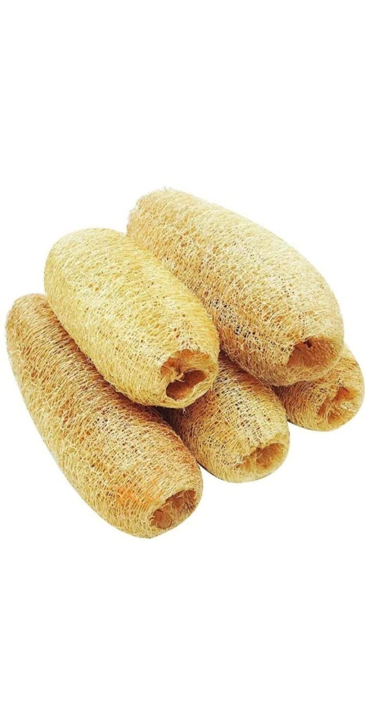 **100% Pure Organic Loofah Sponge - Natural Body Scrubber (Pack of 8, 12-18cm) for Exfoliating & Soft Skin | Best for Bath, Shower & Spa**