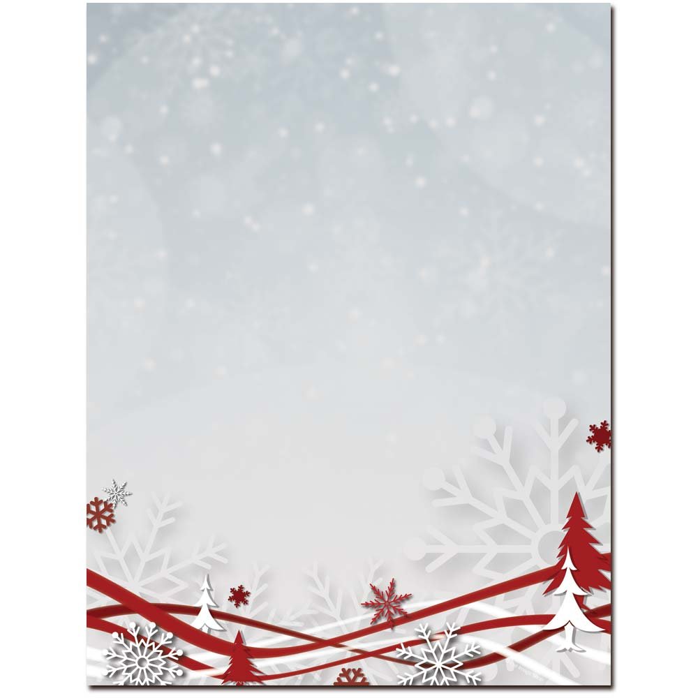 Snowflakes & Ribbons Letterhead Printer Paper - 100 Sheets for Laser & Inkjet Printers | Perfect for Holiday Cards, Wedding Invitations & Business Stationery