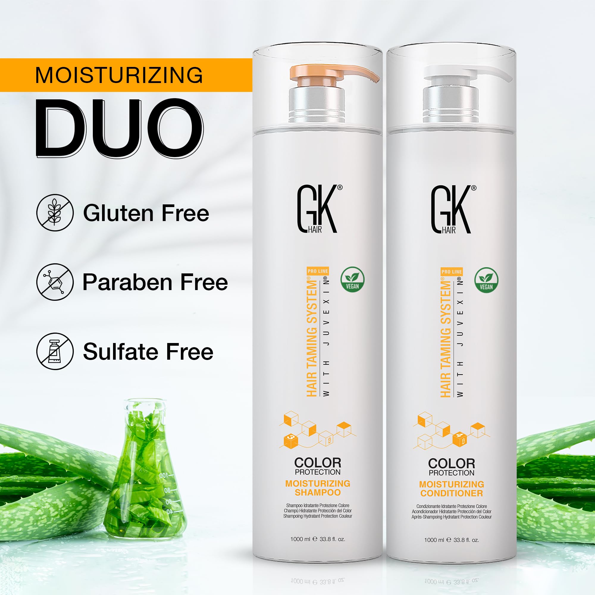 GK HAIR Hydrating Shampoo & Conditioner Set for Color-Treated Hair - Sulfate & Paraben Free, Keratin Infused for Dry to Normal Hair (2 x 33.8 oz) | Men & Women | Daily Hair Care & Salon-Quality Treatment