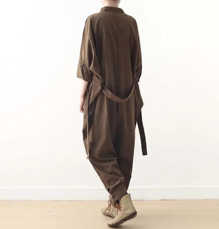 Stylish Women's Wrap Jumpsuit with 3/4 Sleeves & Drop Crotch - Trendy Casual Outfit for Date Night, Party or Everyday Wear