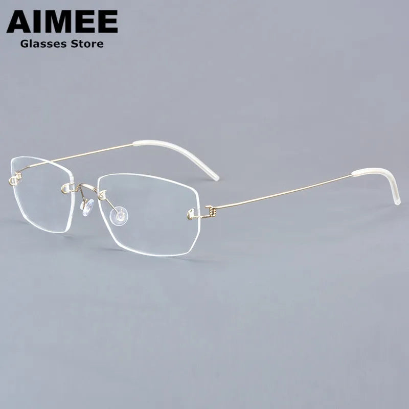 Aimee Women's Rimless Square Screwless Titanium Eyeglasses Frame 92527 - Lightweight Comfort for Work, Reading & Fashion
