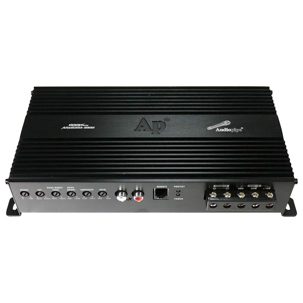 Audiopipe APMCRO-1800 800W Max Class D Monoblock Car Amplifier - Powerful Bass Boost for Subwoofers | Perfect for Car Audio Systems & Truck Stereo Upgrades