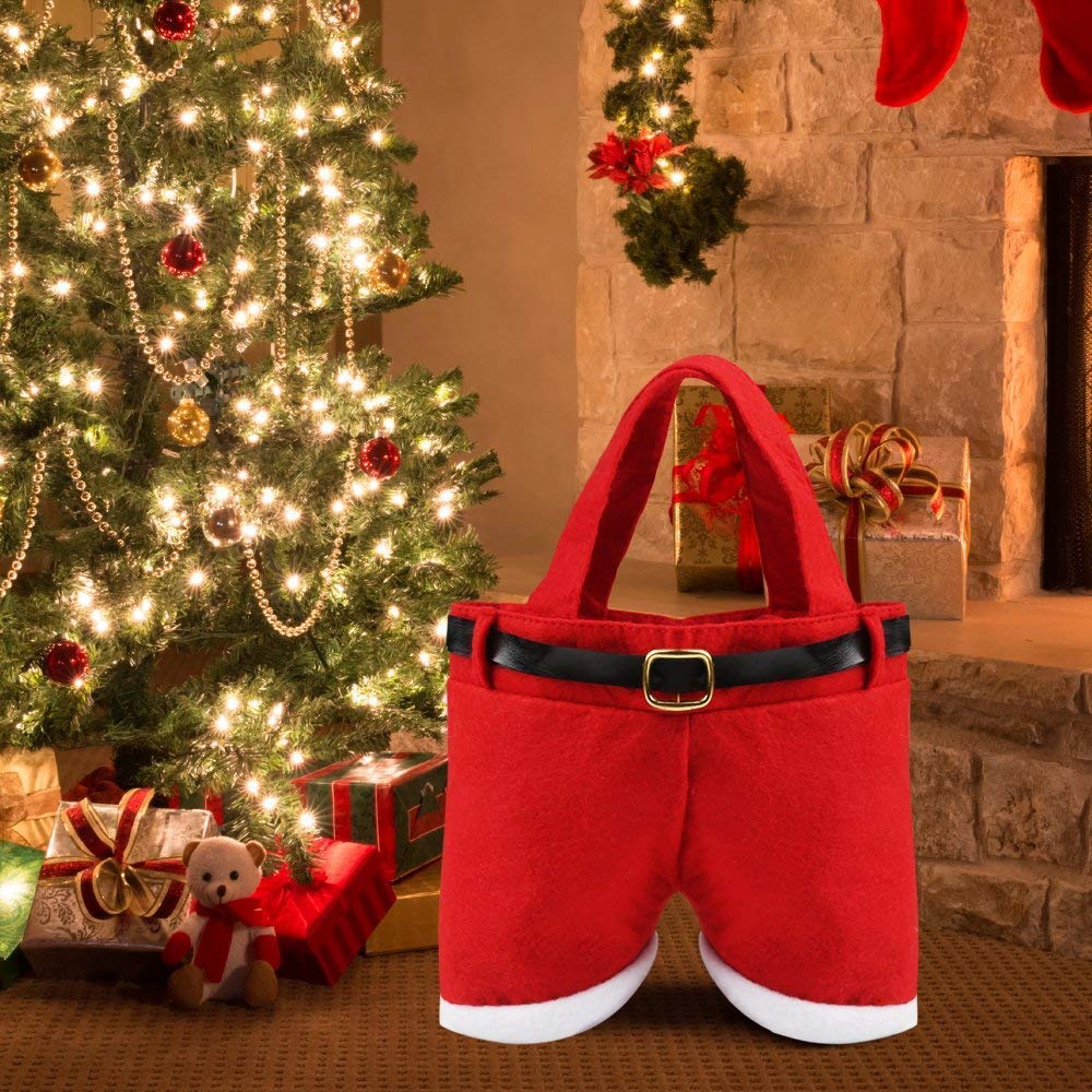 MSQ 6PCS Christmas Gift Bags - Santa Pants Style Candy Treat Bags for Kids, Holiday Party Favors, Perfect for Christmas, Weddings & New Year Celebrations | Festive Decorations for Children's Gifts, Stocking Stuffers & Seasonal Events