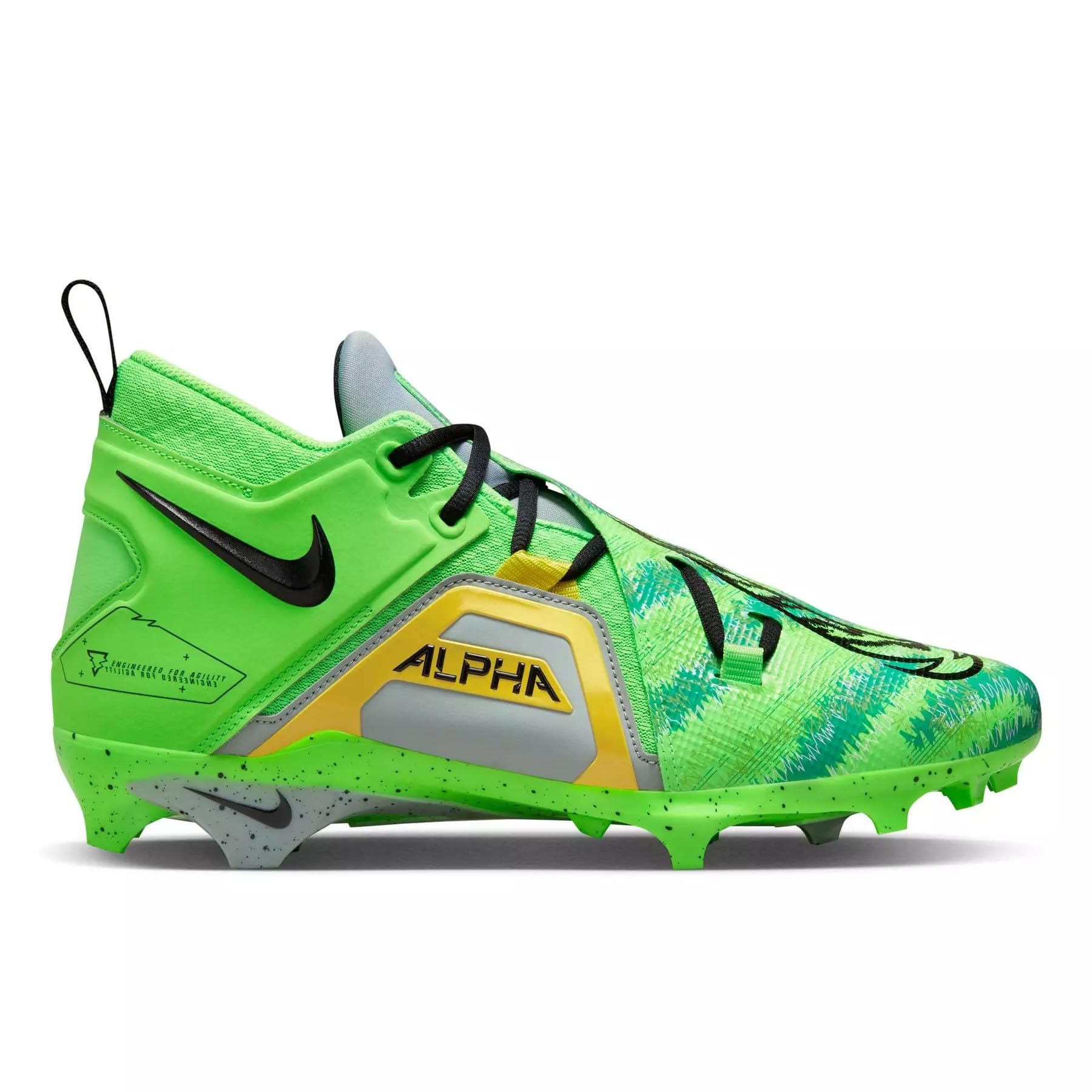 Nike Alpha Menace Pro 3 Football Cleats for Men - Green Strike/Mica Green/Opti Yellow/Black - Size 12 US - Lightweight & Durable for Field Performance, Training & Games