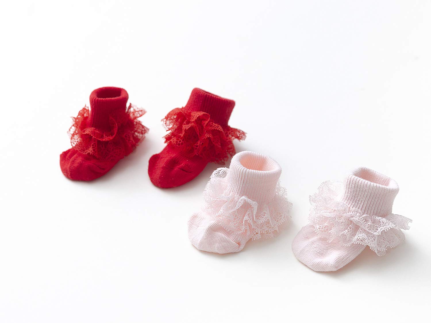 EPEIUS Baby Girls Lace Socks - Eyelet Ruffled Dressy Ankle Socks for Newborn, Infant & Toddler (3/5 Pairs) | Perfect for Special Occasions, Photo Shoots & Everyday Cute Outfits