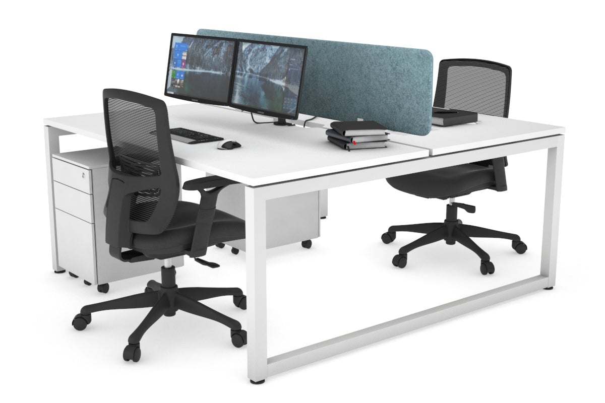 Quadro Loop Legs 2 Person Office Workstation - 1600L x 800W with Cable Management - Modern Shared Desk for Collaborative Workspaces & Home Offices