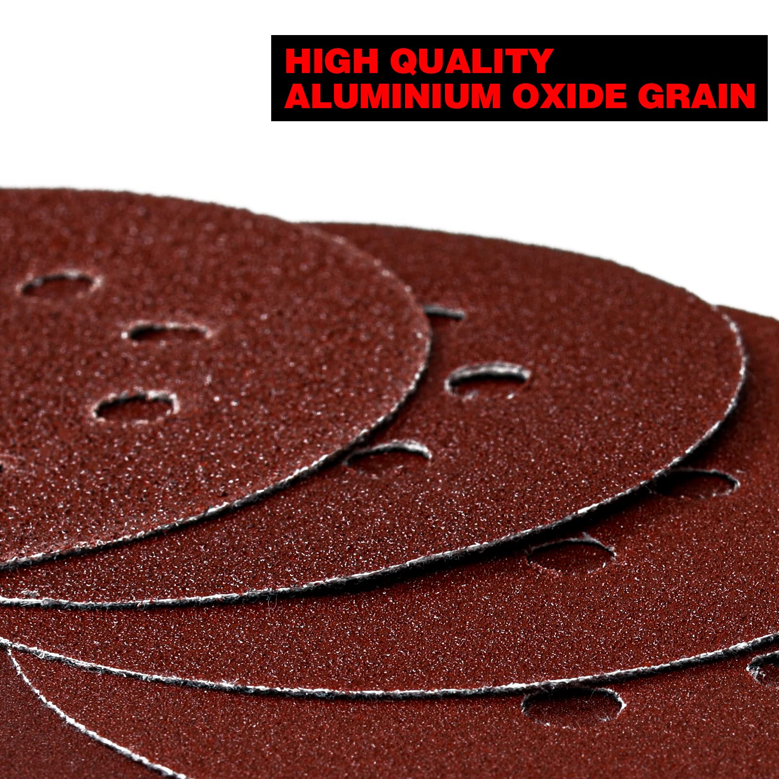 5 Inch 8 Hole Aluminum Oxide Sanding Discs - 65PCS Assorted Grits (240-1000) for Random Orbital Sander | Hook & Loop Adhesive Sandpaper Pads | Woodworking, Metal Polishing & DIY Projects