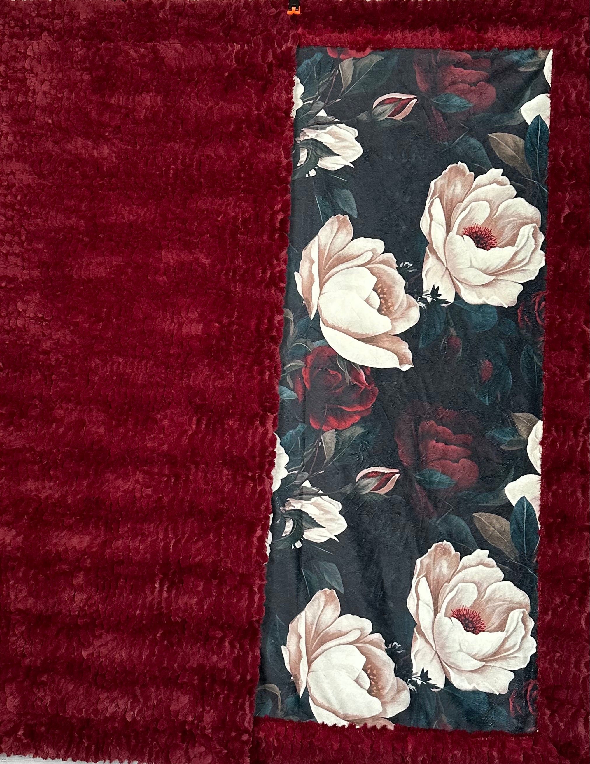 Gothic Rose on Merlot Luxury Large 55x79 Inch Minky Blanket - Ultra Soft & Durable Spoonflower Fabric - Perfect for Bedroom Decor, Cozy Sofa Throw, and Gift Giving