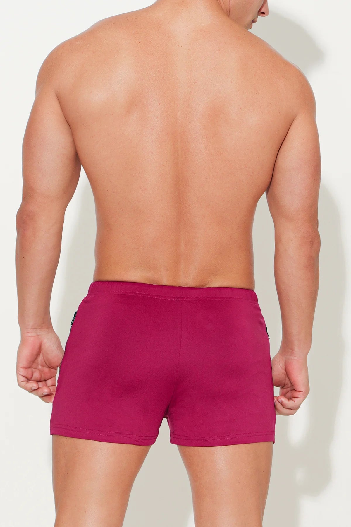 JJ Malibu Karma 2 Shorts with Zipper Pockets in Berry Color - Perfect for Beach, Yoga, and Casual Summer Wear