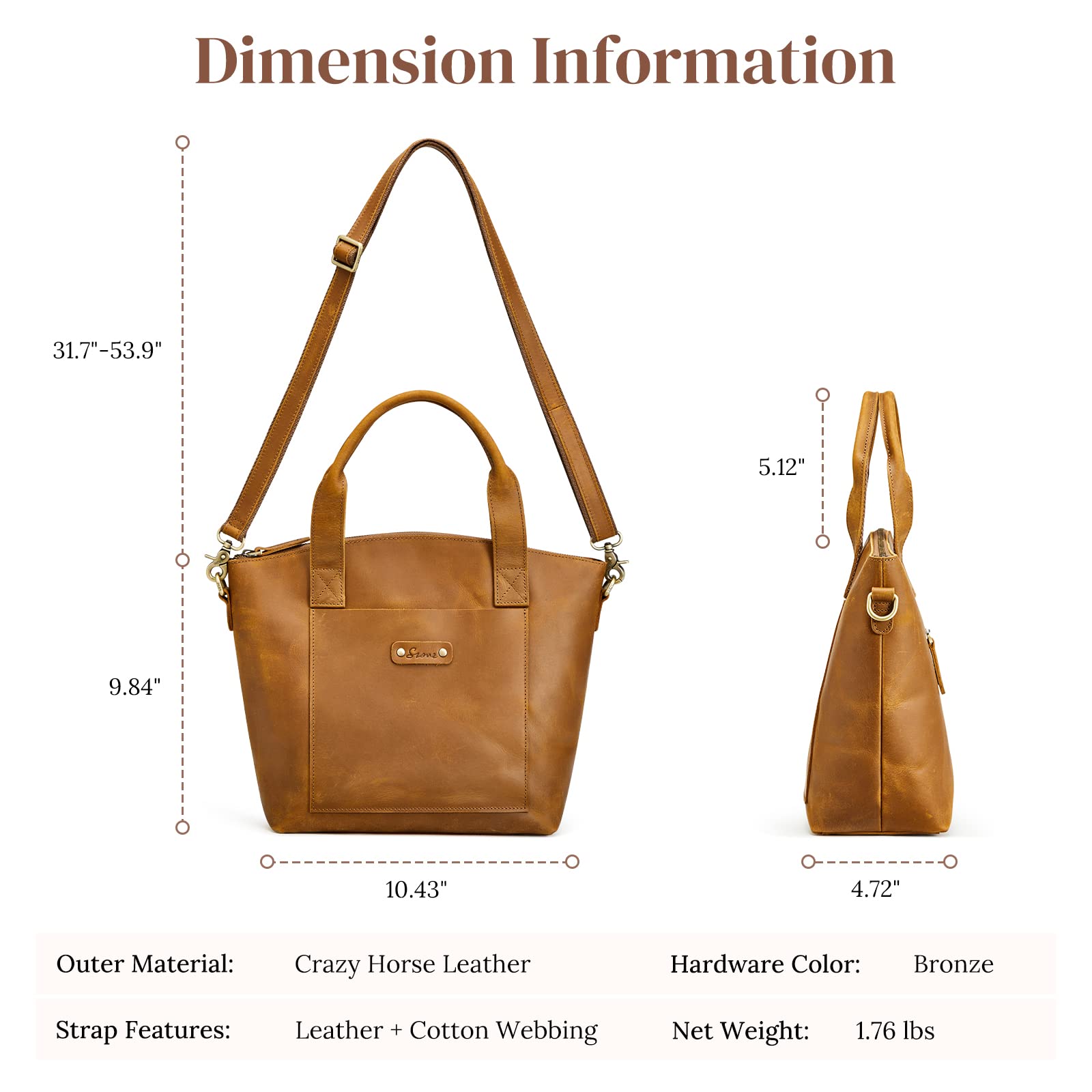 Genuine Leather Satchel Bags for Women - Crossbody Tote Purse for Work & Travel