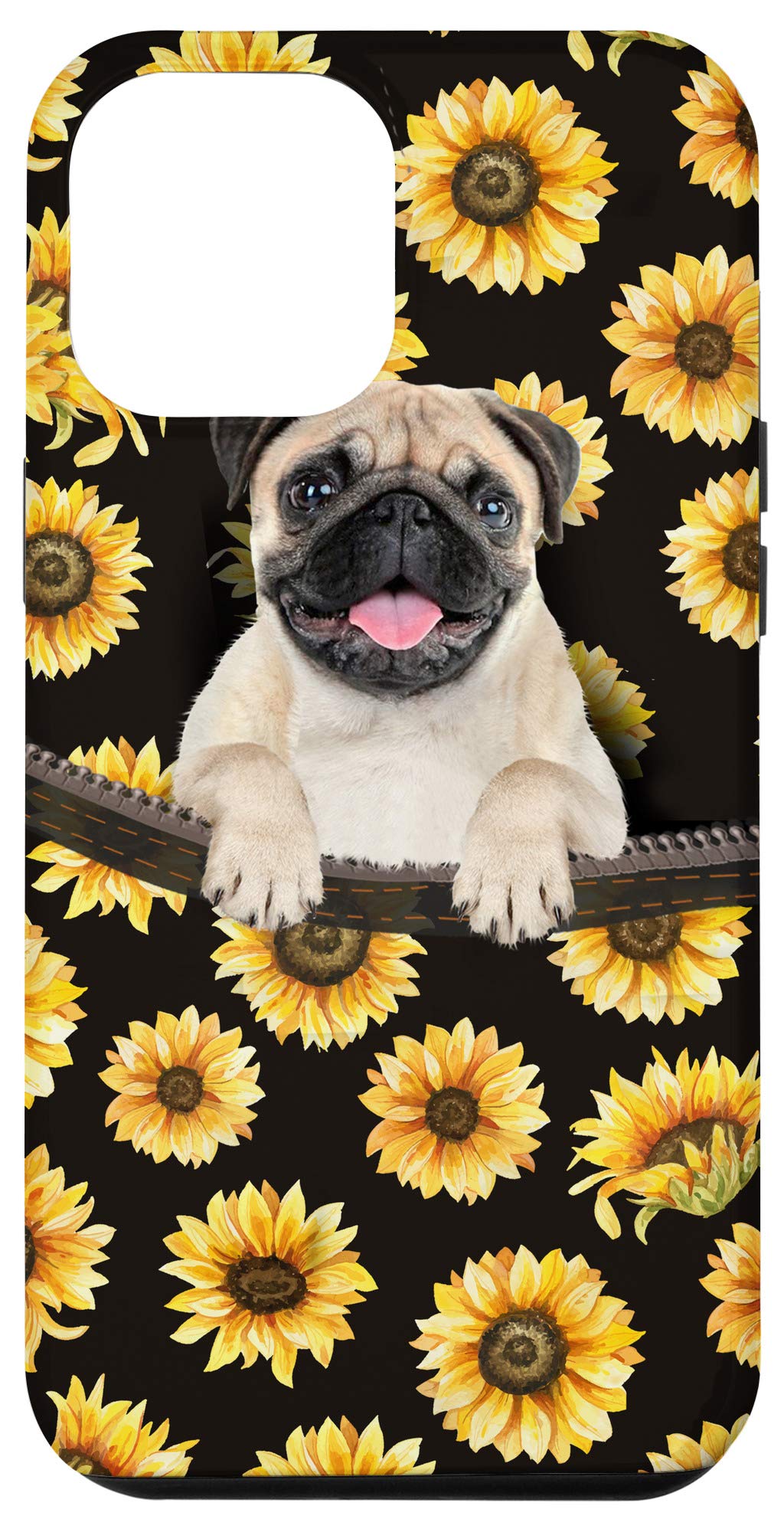 iPhone 12 Pro Max Pug Dog Sunflower Case - Cute Protective Phone Cover for Apple iPhone 12 Pro Max - Perfect for Dog Lovers, Sunflower Fans & Trendy Accessories | Great Gift for Birthdays, Holidays & Everyday Use