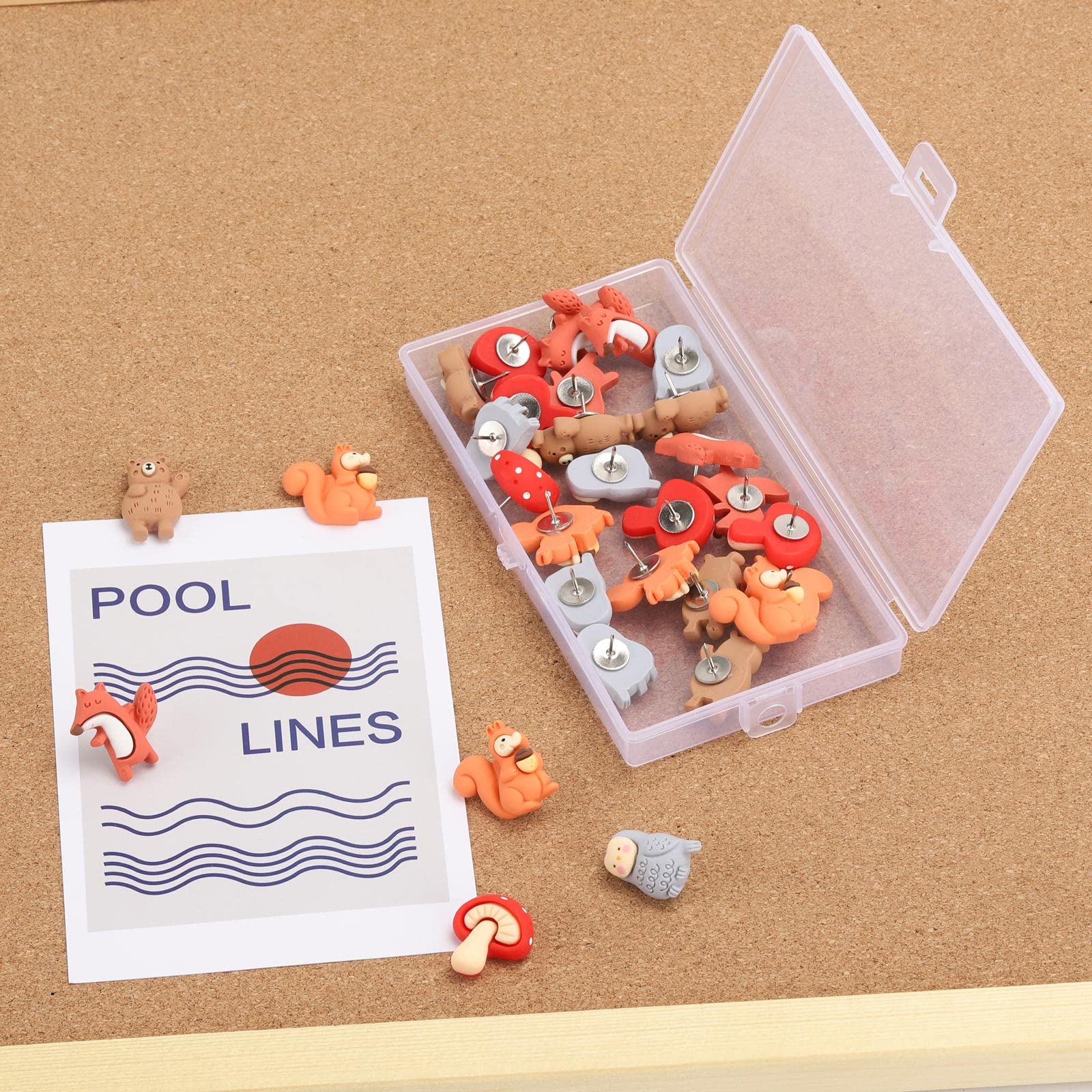 Cute Animal Push Pins 30Pcs for Cork Board - Office & Home Decor