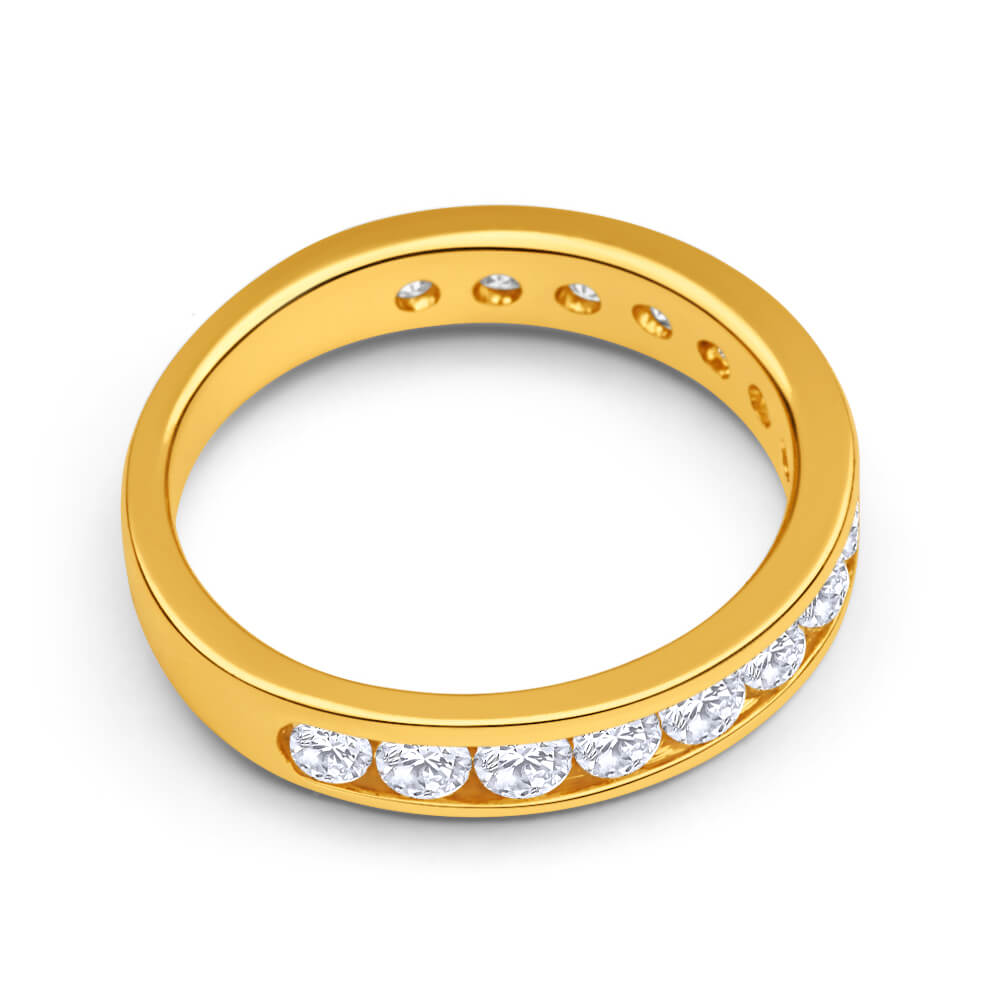 18ct Yellow Gold Diamond Ring - 1 Carat Channel Set Wedding Band for Women - Perfect for Engagement, Anniversary & Special Occasions
