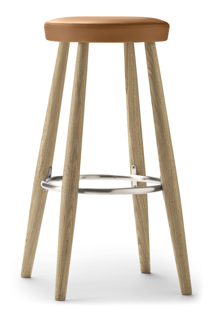 Carl Hansen & Son CH56 Barstool - Modern Wooden Bar Stool with Leather Seat - Perfect for Kitchen Islands, Dining Bars & Home Decor