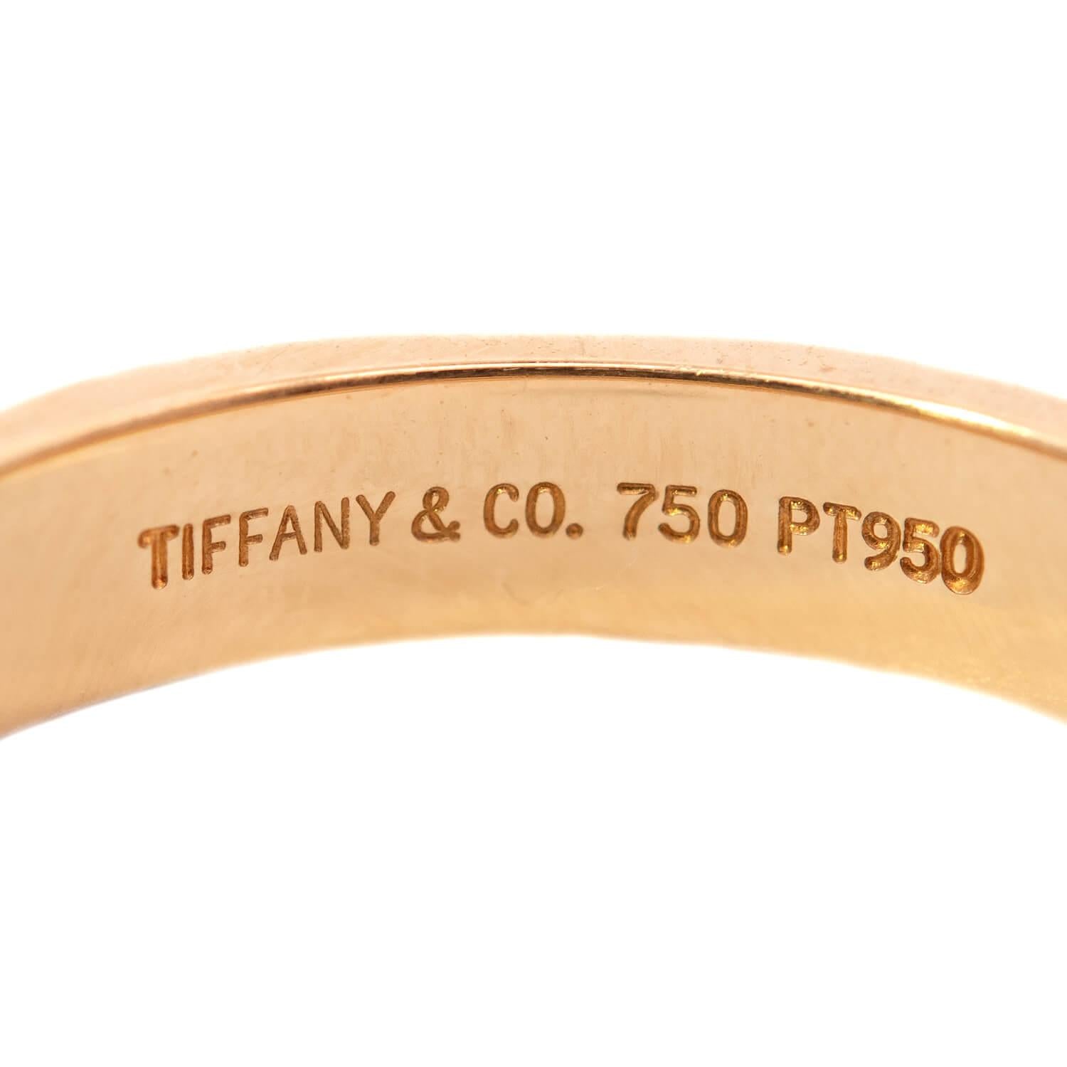Vintage TIFFANY & CO. 18k Gold & Platinum Wedding Band Ring - Elegant Luxury Jewelry for Engagement, Anniversary & Special Occasions