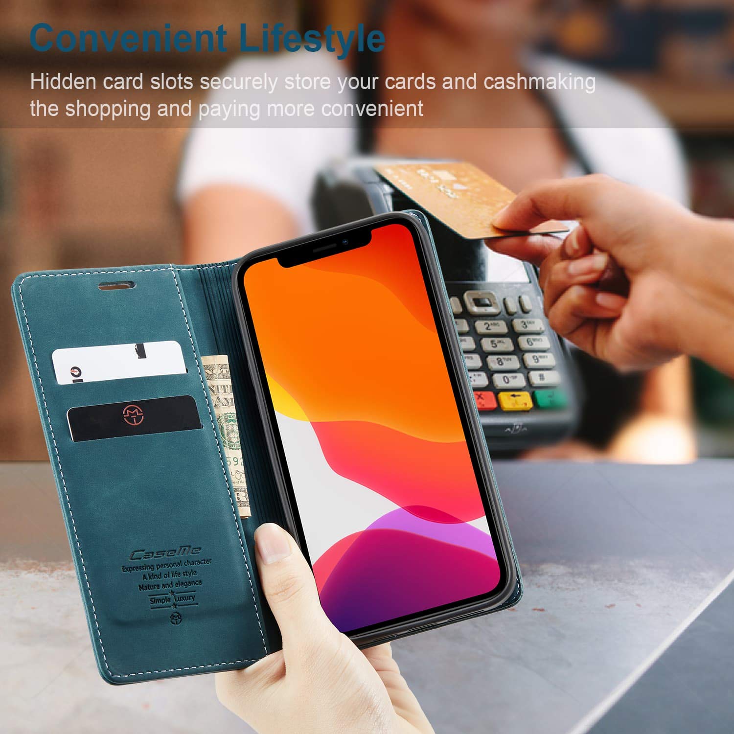 SINIANL Leather Wallet Case for iPhone 12 Pro Max (6.7 inch) - Magnetic Flip Cover with Credit Card Holder & RFID Protection | Perfect for Business, Travel & Daily Use (Blue)