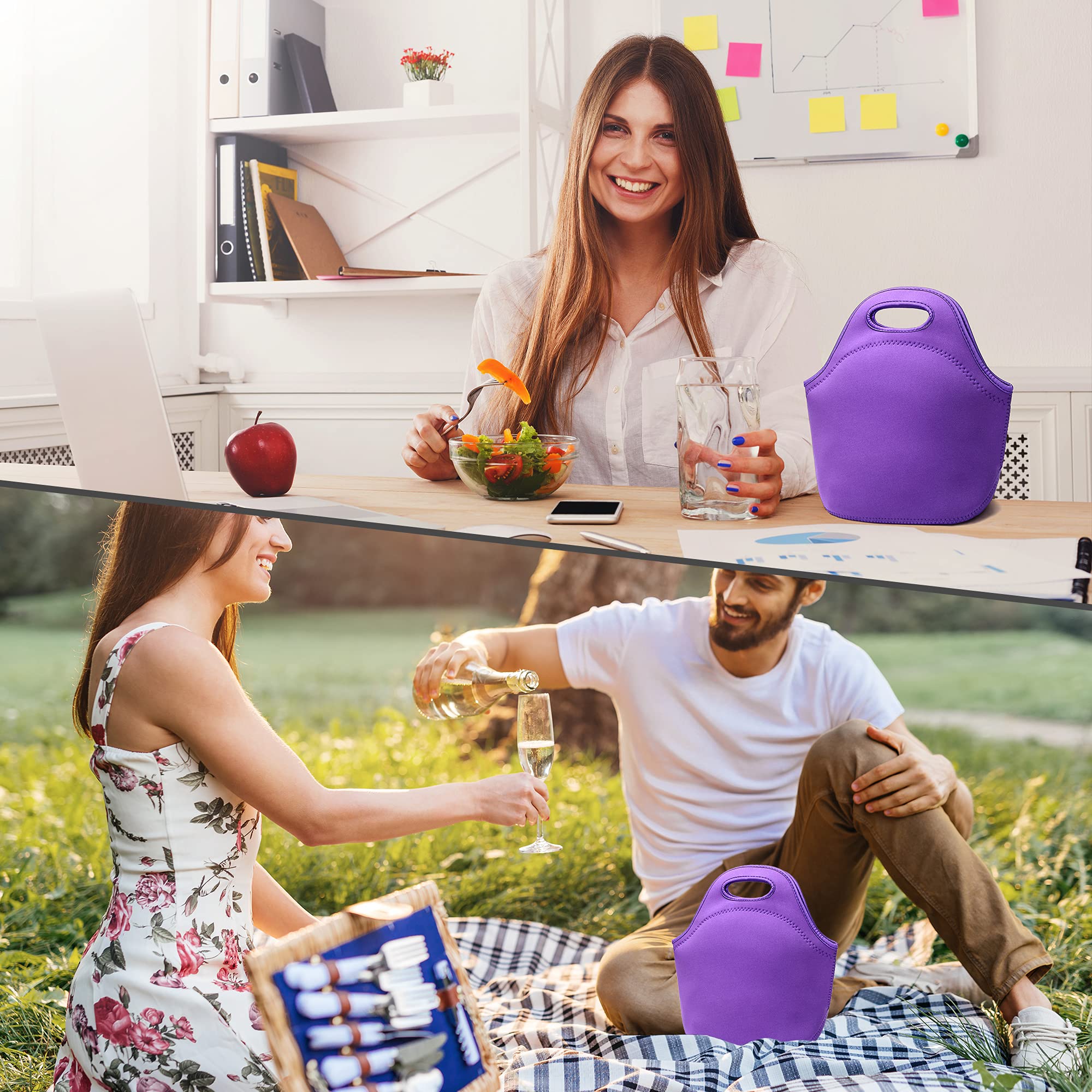 Insulated Neoprene Lunch Bag for Women & Men - Reusable, Washable & Lightweight Meal Prep Tote for Work, Office, School, Picnic & Outdoor Activities