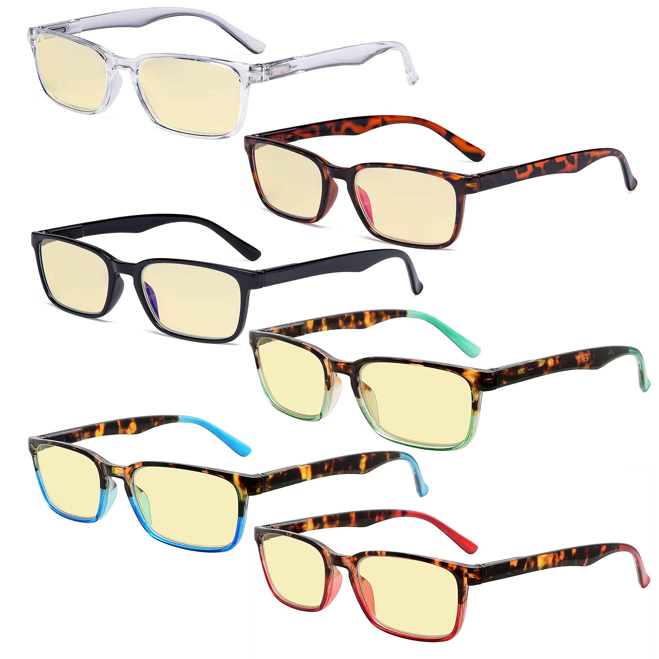Eyekepper 6-Pack Blue Light Blocking Reading Glasses +0.75 with Anti-Glare Yellow Tint for Computer, Phone & Digital Screen Use - Reduce Eye Strain for Office Work, Gaming & Night Reading