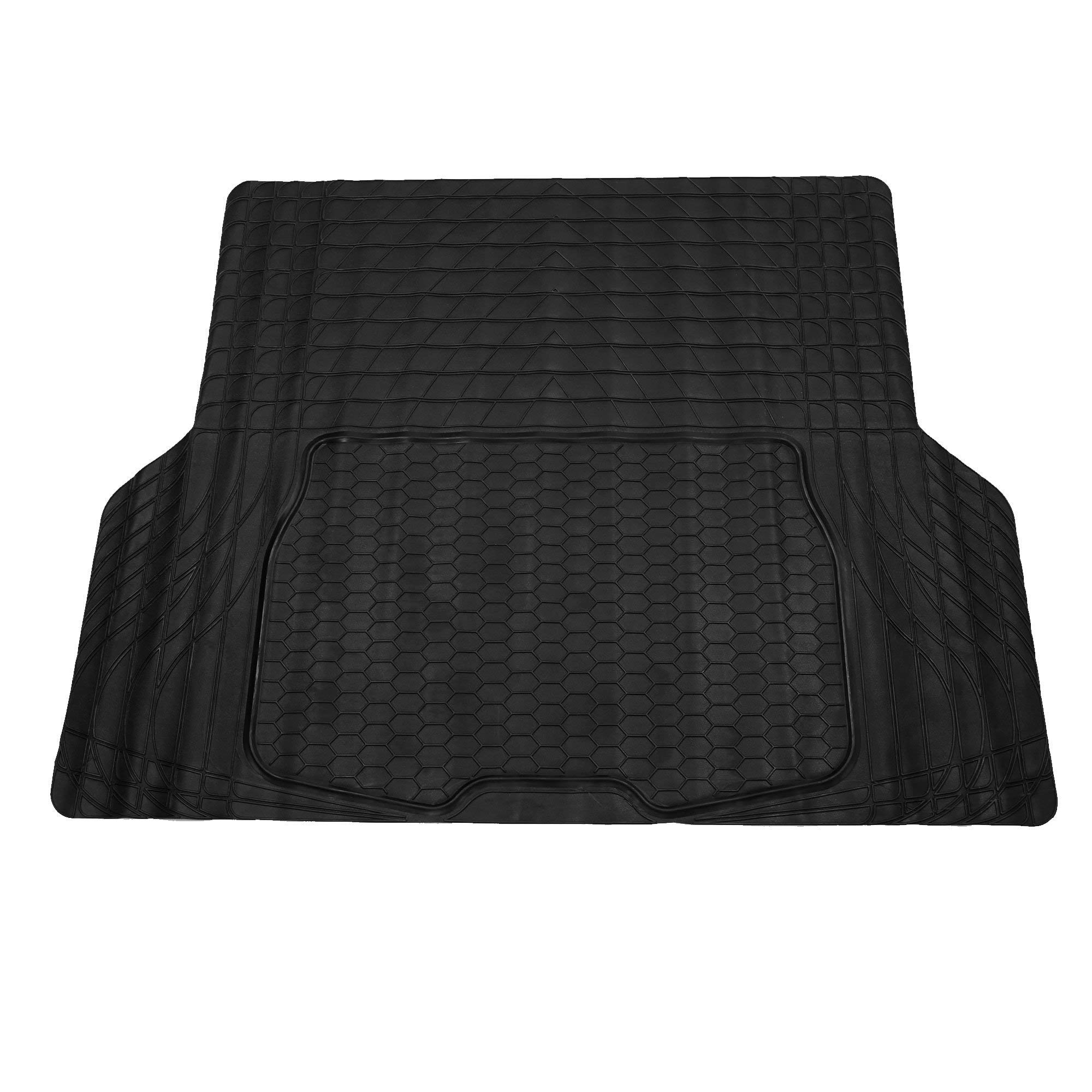 FH Group Heavy Duty Rubber Cargo Mat - Universal Fit for Trucks, SUVs & Vans - Trimmable Trunk Liner with Non-Slip Protection - Solid Black (F16402) - Perfect for Road Trips, Camping & Work Hauling