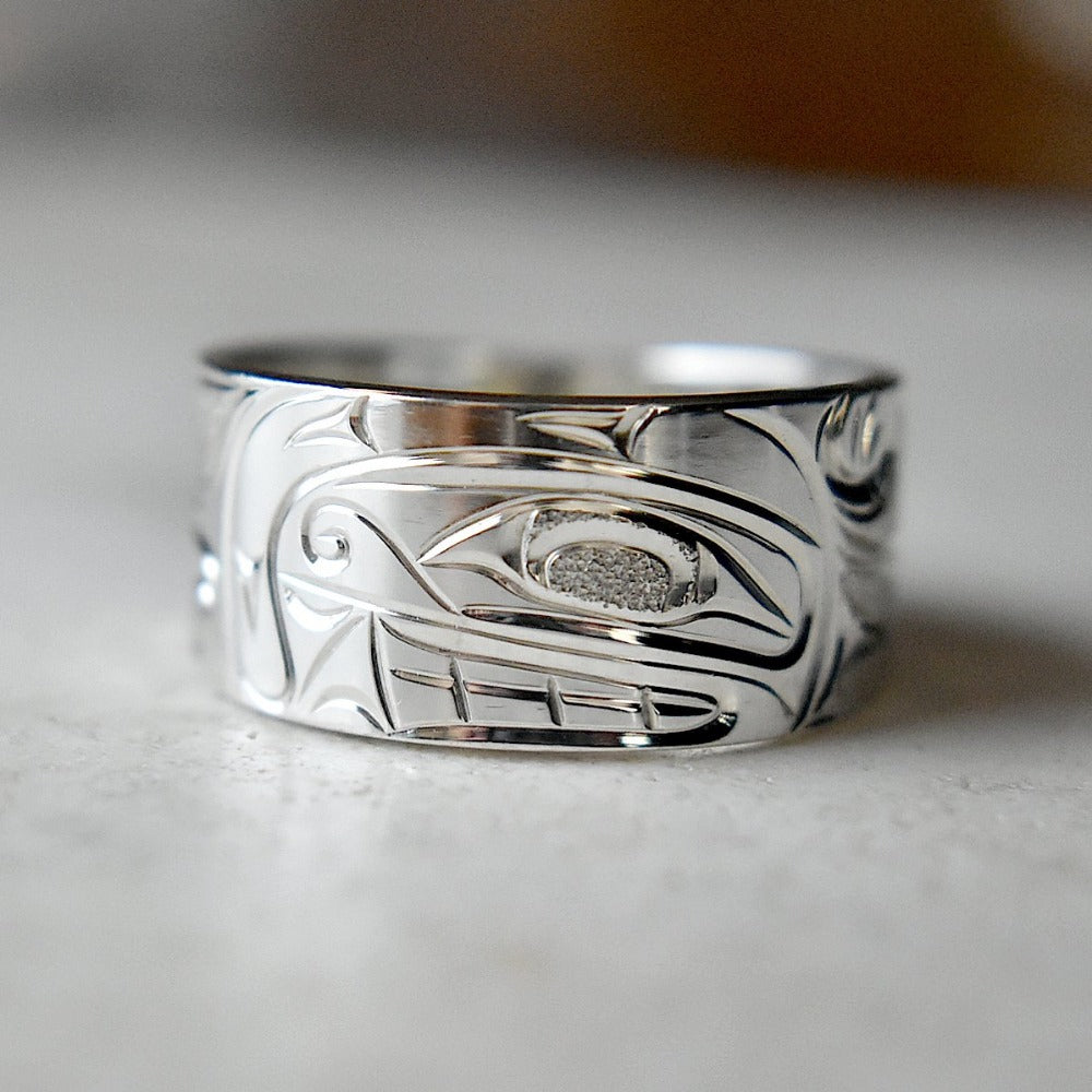 Flat & Tapered Totem Ring by Joe Descoteaux - Handcrafted Silver Stackable Ring for Women, Boho Jewelry - Perfect for Everyday Wear, Layering & Spiritual Style