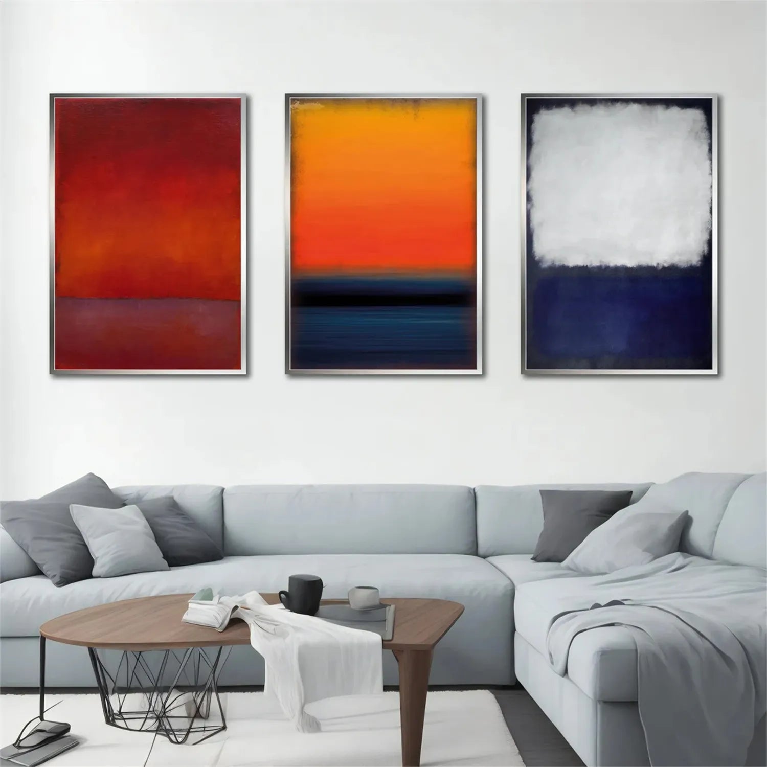 Abstract Tranquility Wall Art Set of 3 - Modern Canvas Paintings for Home & Office Decor - Perfect for Living Room, Bedroom, or Workspace