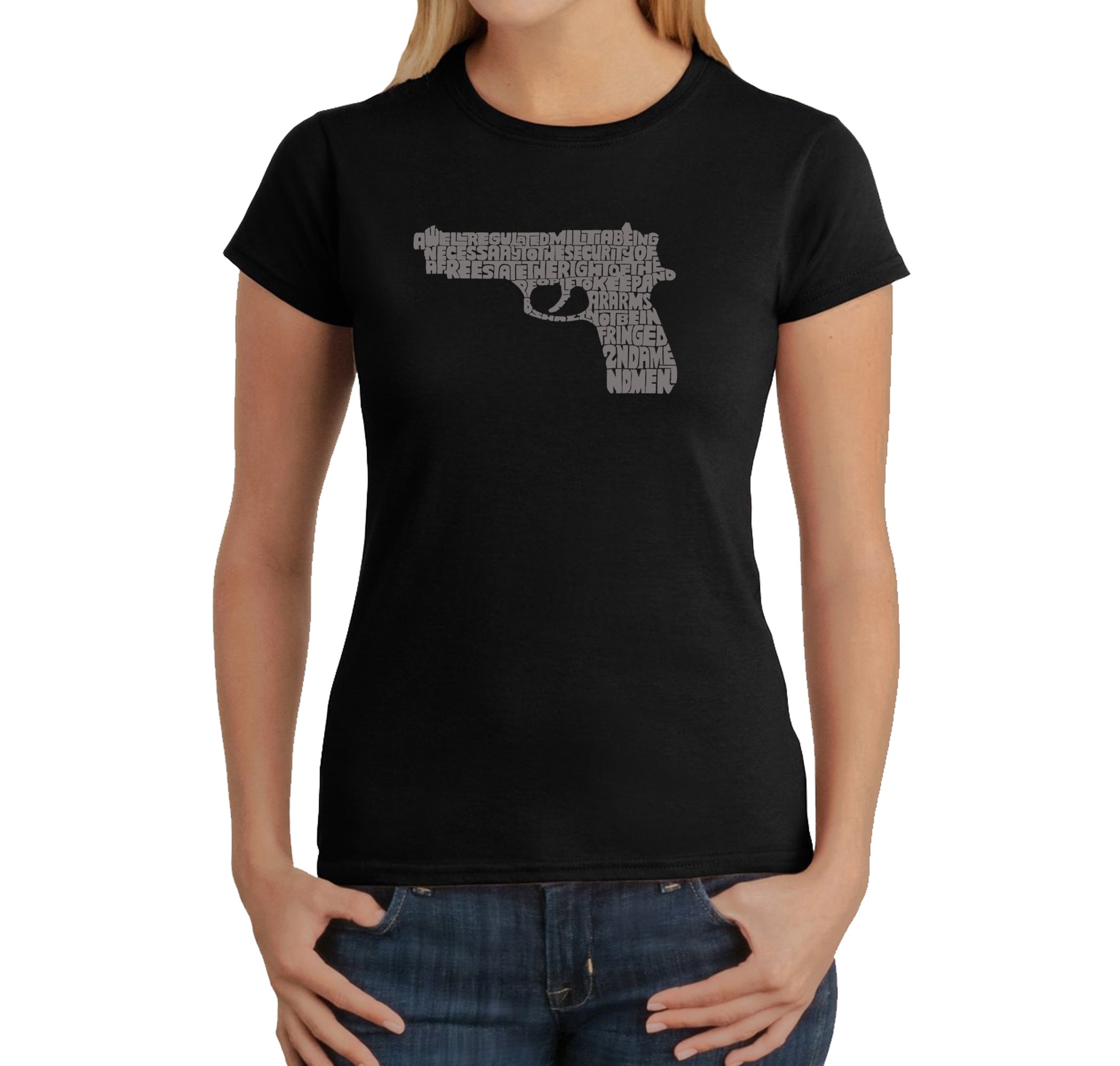 LA POP ART Women's Word Art T-Shirt - The Right to Bear Arms | Funny Gun Rights Graphic Tee for Women | Casual Wear, Protest Outfits & Second Amendment Support