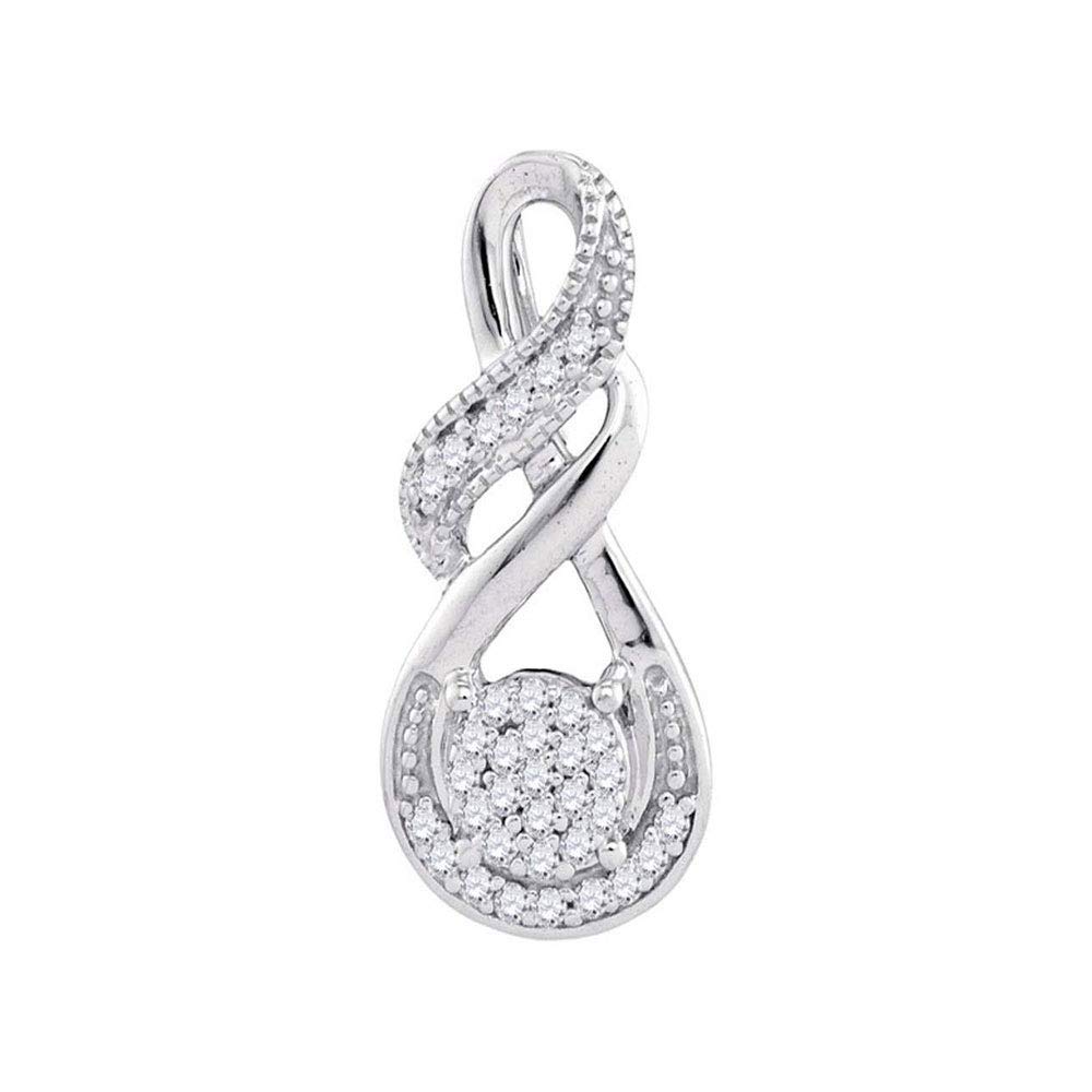 10K White Gold Women's Round Diamond Cluster Teardrop Pendant Necklace - 1/12 CTTW, Elegant Jewelry Gift for Her, Perfect for Anniversaries, Birthdays & Special Occasions