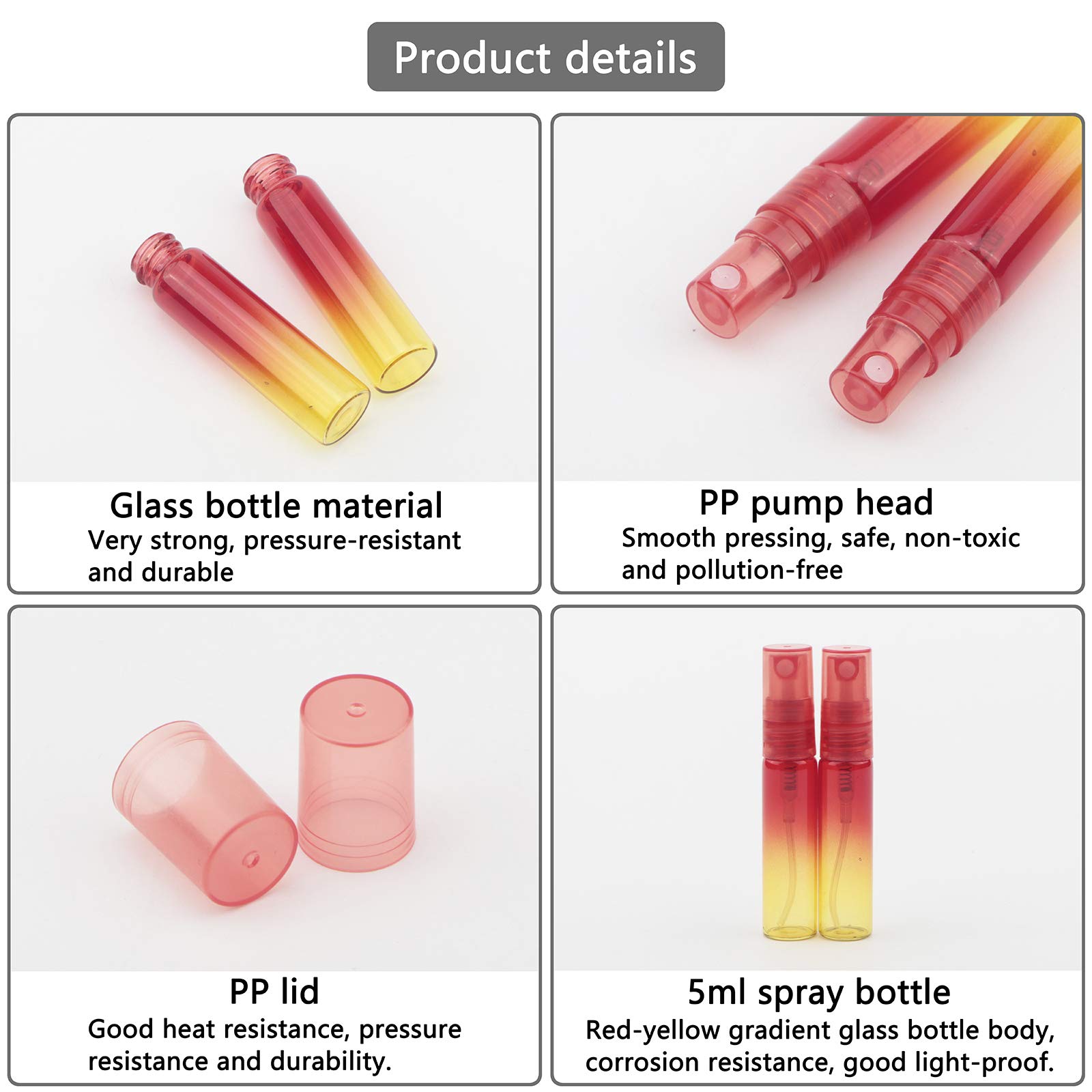 Kesell 20 Pack 5ml Rainbow Color Glass Refillable Fine Mist Spray Bottles for Perfume, Essential Oils & Liquids - Perfect for Travel, DIY Beauty & Aromatherapy