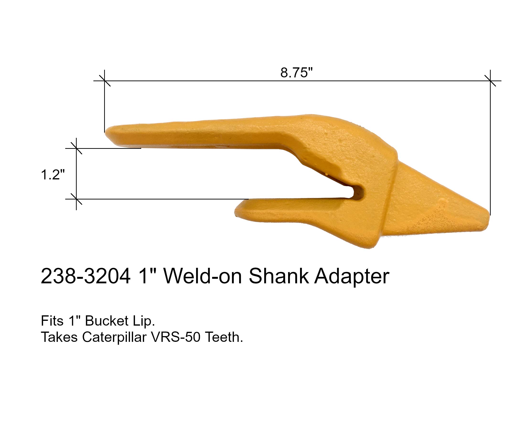 Mini Excavator Weld-on Bucket Adapters, Teeth & Pins Combo Kit - Compatible with CAT VRS-50 (3), Models 238-3204 1