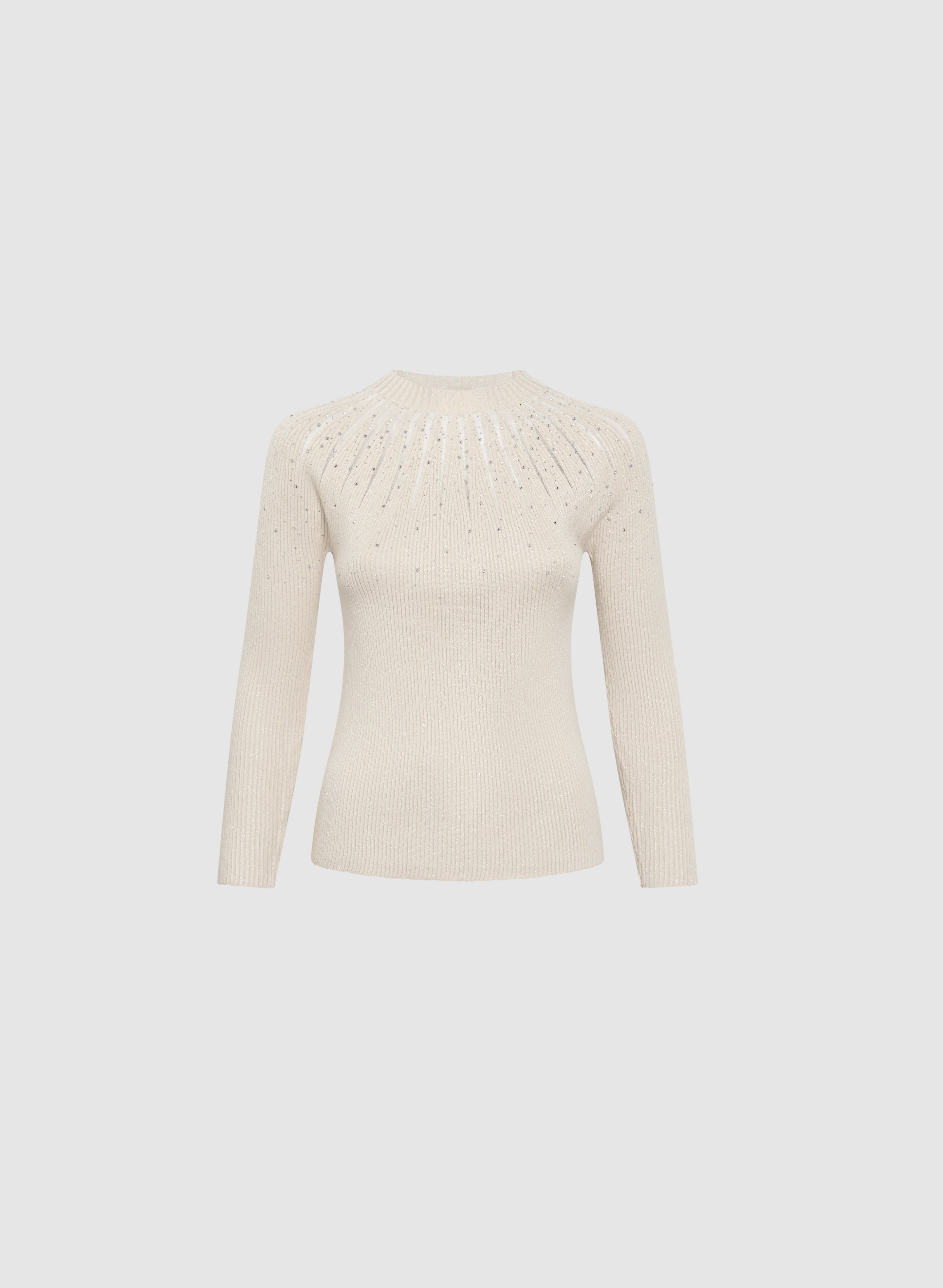 Embellished Sheer Insert Sweater for Women - Elegant Lace Detail Knit Top - Perfect for Date Night & Holiday Parties