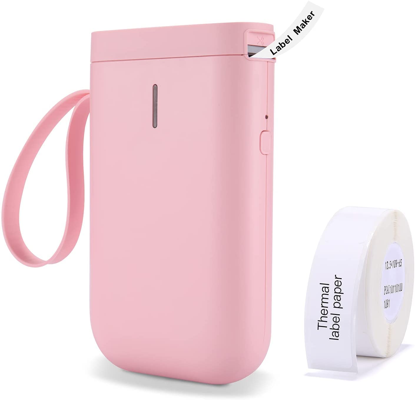 D11 Mini Wireless Label Printer - Portable USB Rechargeable Label Maker for Home, Office & Organization with Pink Label Tape (1 Roll) - Perfect for Phone, Tablet, Shipping & Storage Organization