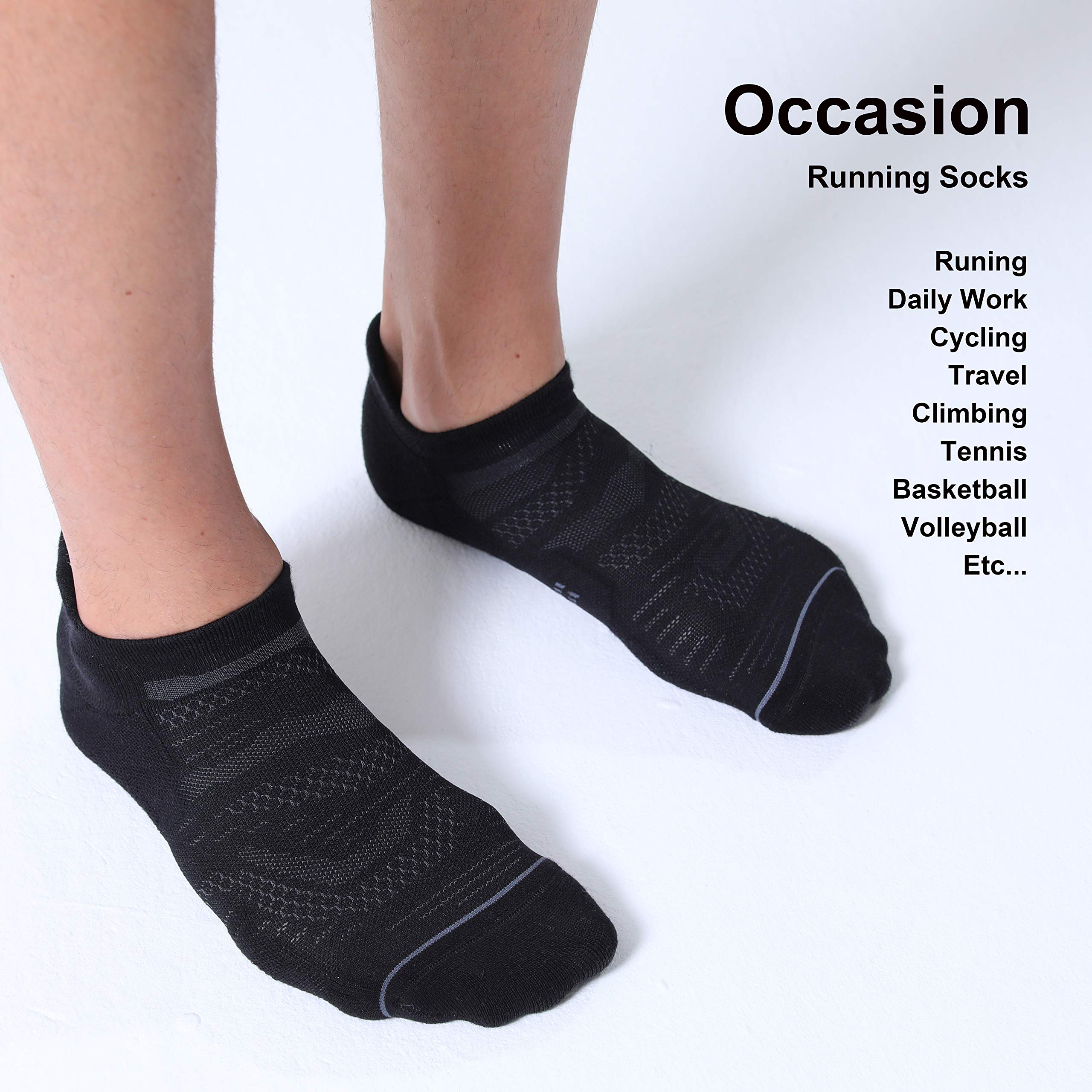 CS CELERSPORT 6 Pack Men's Running Ankle Socks - Cushioned Low Cut Athletic Sports Socks for Jogging, Gym & Everyday Wear - Breathable Moisture Wicking Performance Socks