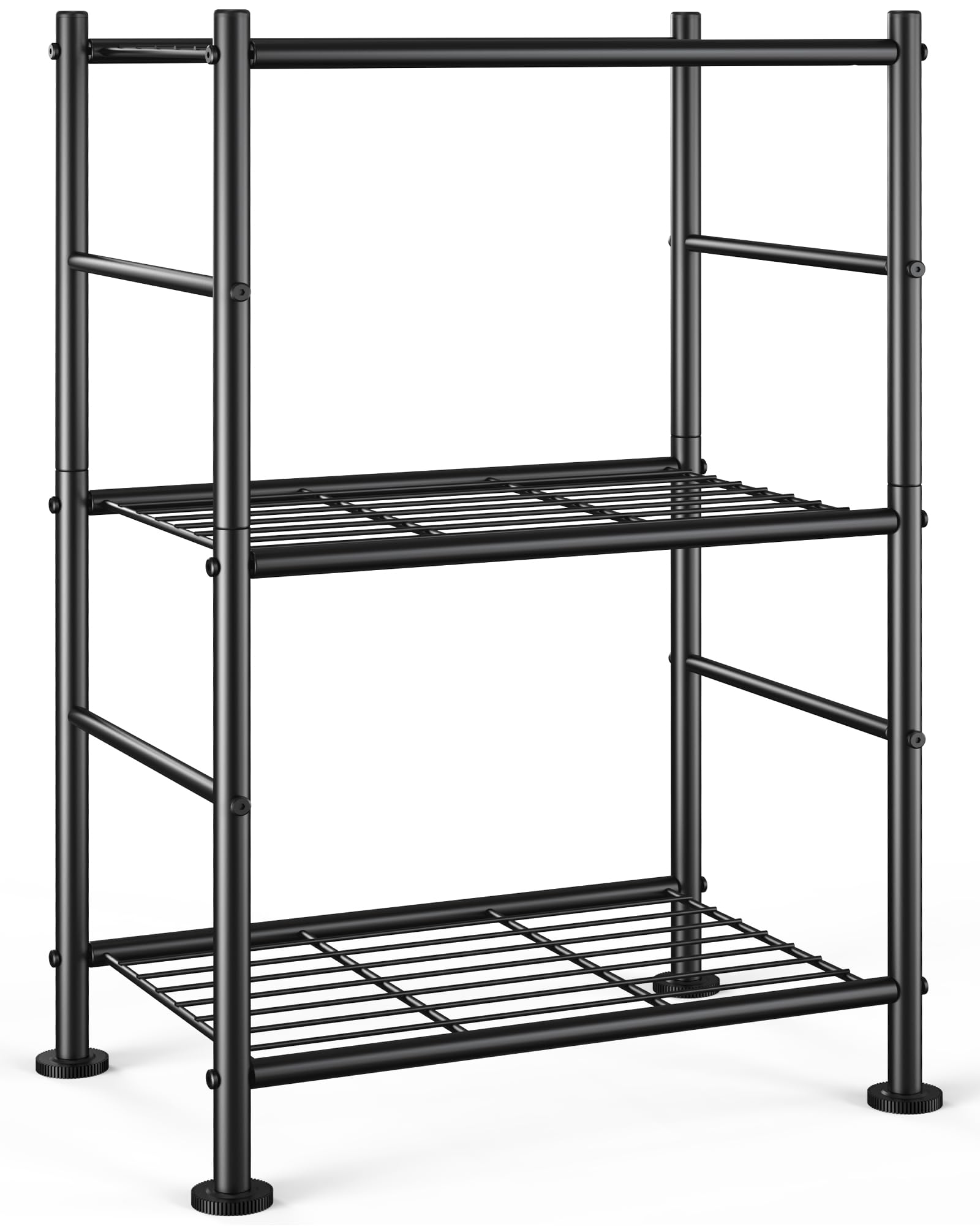 3-Tier Metal Storage Shelves - Heavy Duty Adjustable Garage Shelving Unit with Leveling Feet, 18