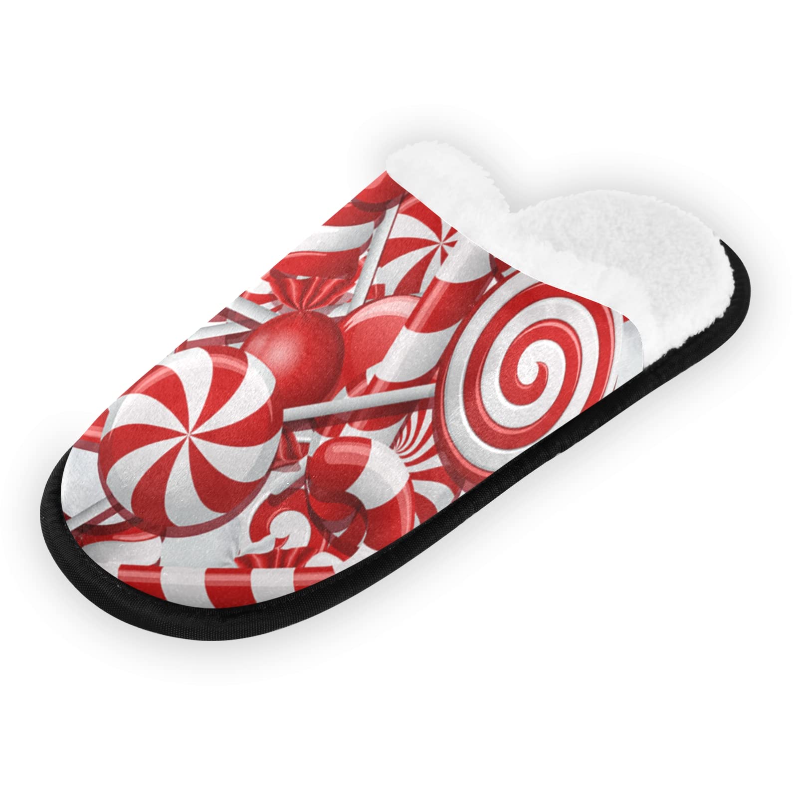 **Women's Candy Cane Slippers - Soft Fuzzy Christmas Slippers for Women - Cozy Coral Fleece House Shoes for Indoor & Outdoor Use - Perfect for Holiday Gifts, Travel & Relaxation at Home**