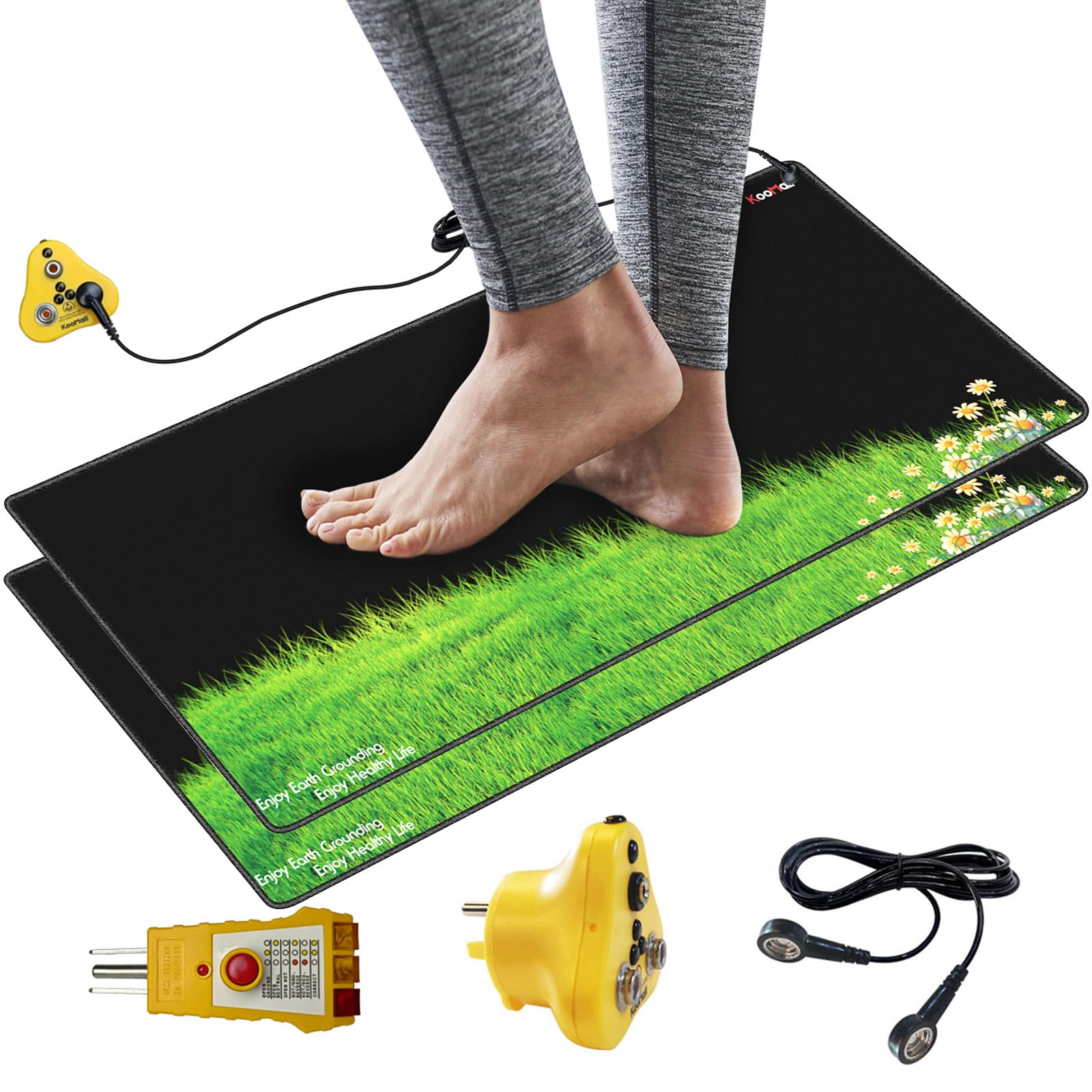 Grounding Mat for Sleep & Pain Relief - Universal Earth Energy Pad to Reduce Static, Inflammation & Anxiety | Soft Conductive Mat for Feet or Desk | Perfect for Home, Office & Meditation