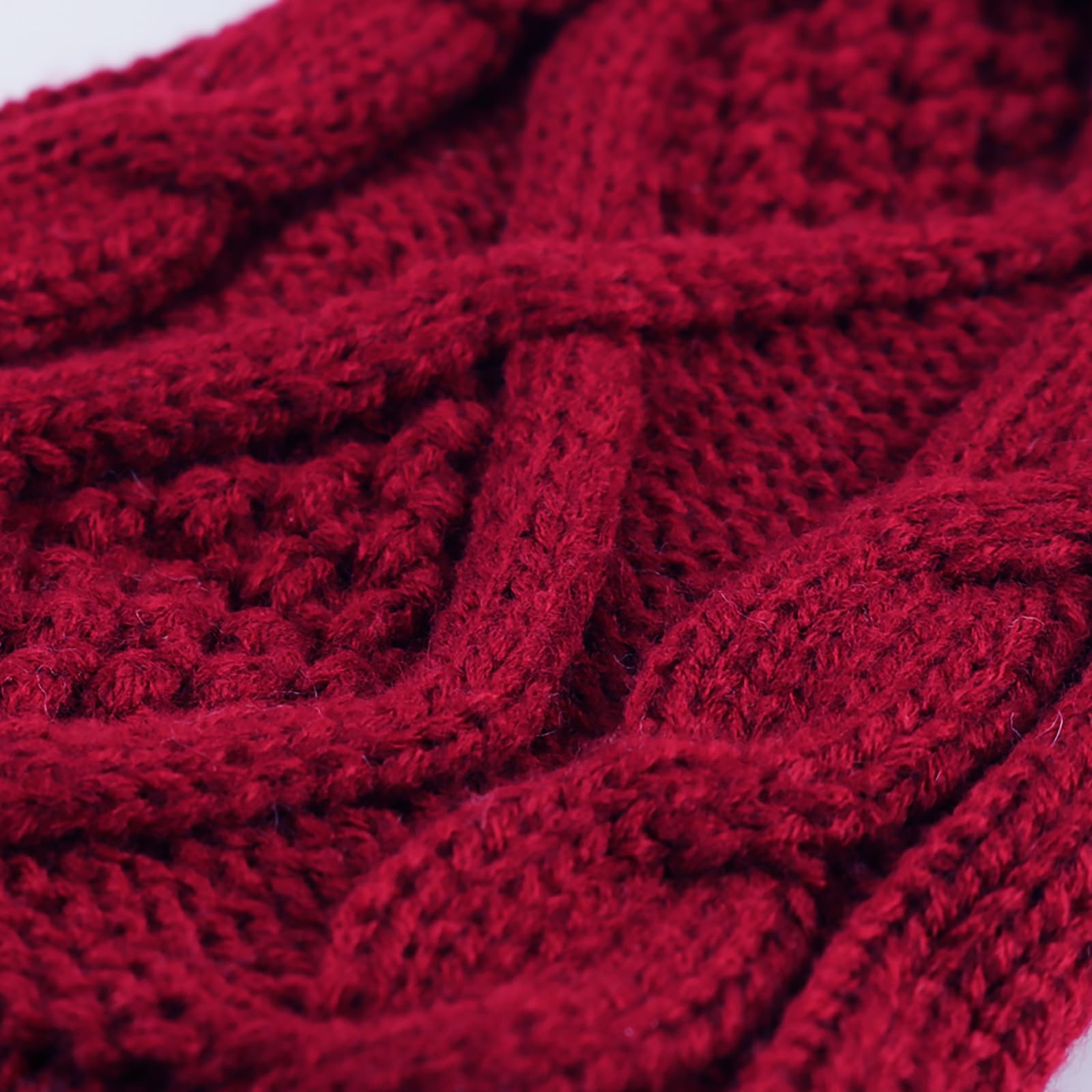 Christmas Stockings 4 Pack - 18 Inch Large Cable Knit Knitted Stockings for Holiday Decor | Rustic Farmhouse Xmas Decorations for Family | Burgundy Red & Cream White Stockings - Perfect for Fireplace Mantel, Staircase, and Country Home Holiday Decor